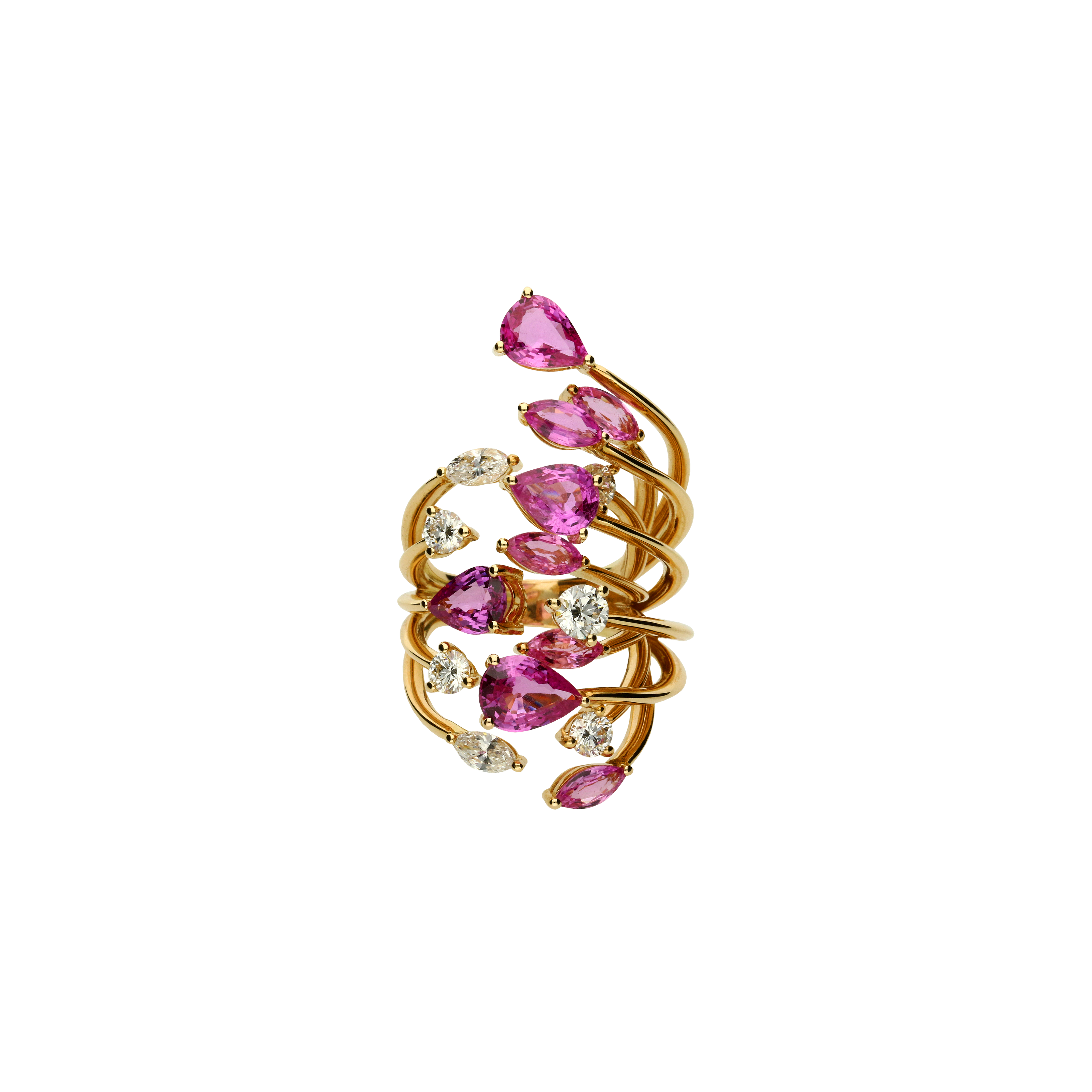 Bartorelli Italian Jewels | ANELLO IN ORO ROSA CON DIAMANTI BIANCHI E ZAFFIRI ROSA - 3R00087DSPP1 (1)