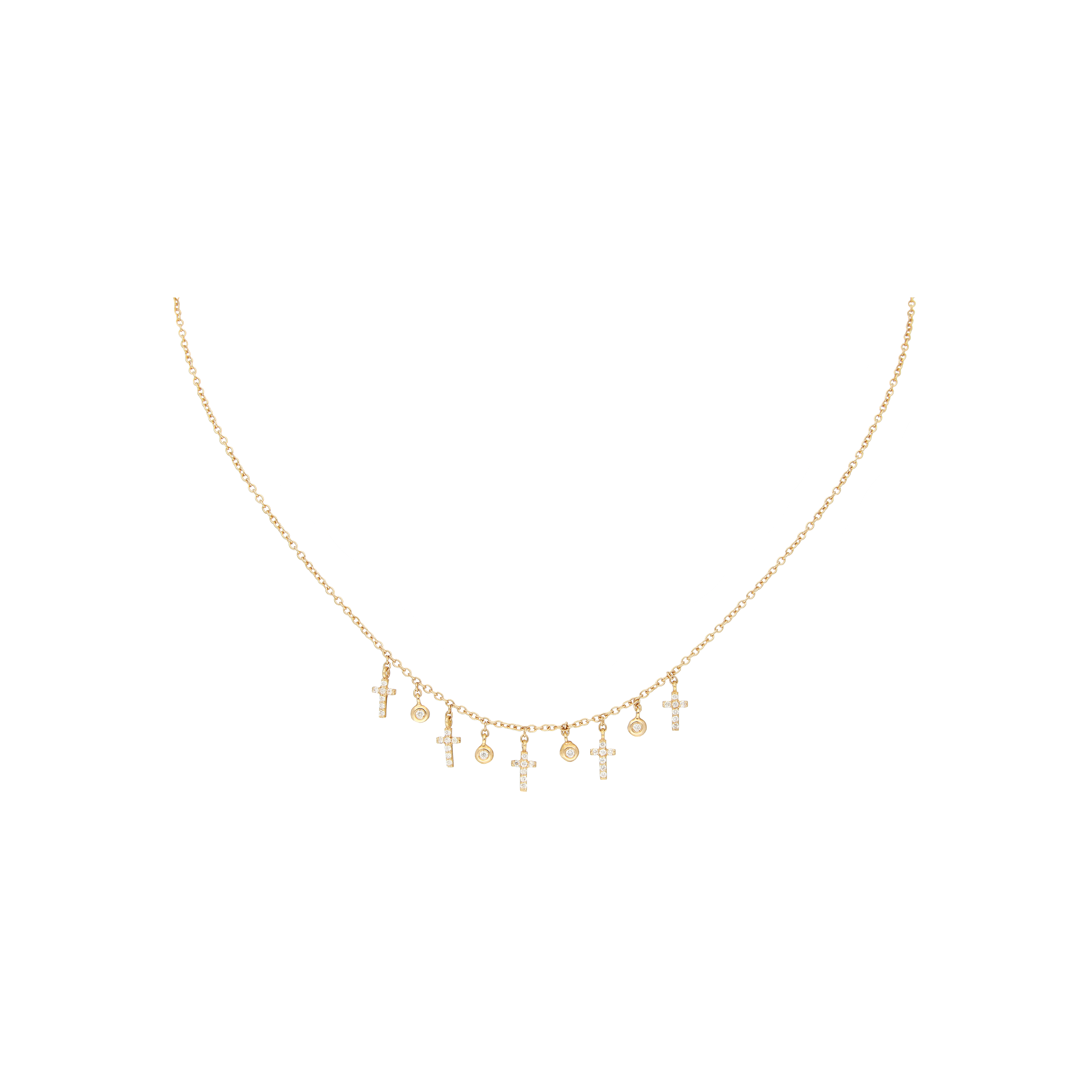 Bartorelli Italian Jewels | COLLANA GIROCOLLO IN ORO ROSA CON PENDENTI CROCI E DIAMANTI - C054/40/3D (1)