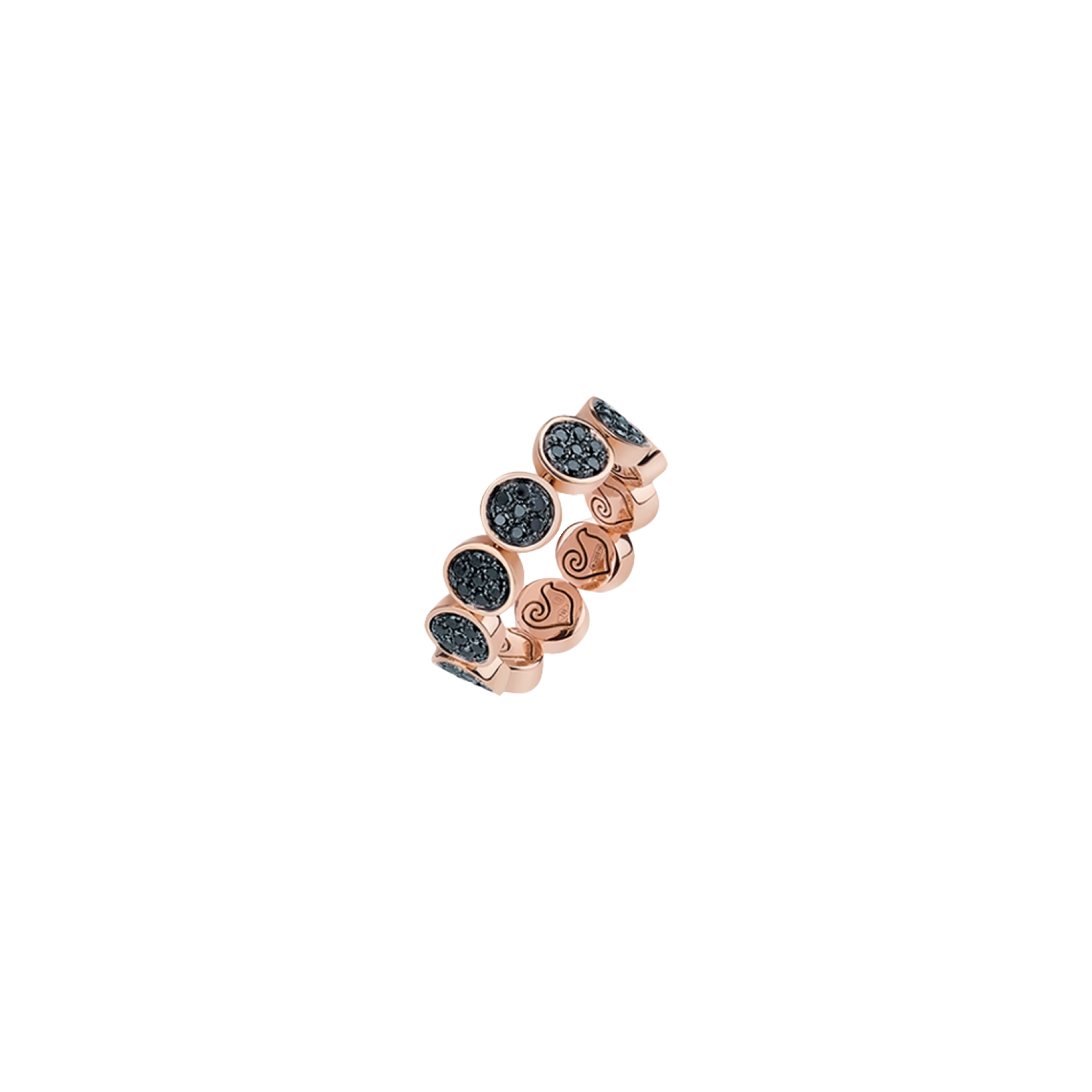 Chantecler | ANELLO FASCIA PAILLETTES IN ORO ROSA E DIAMANTI NERI - 41021 - 41021 (1)