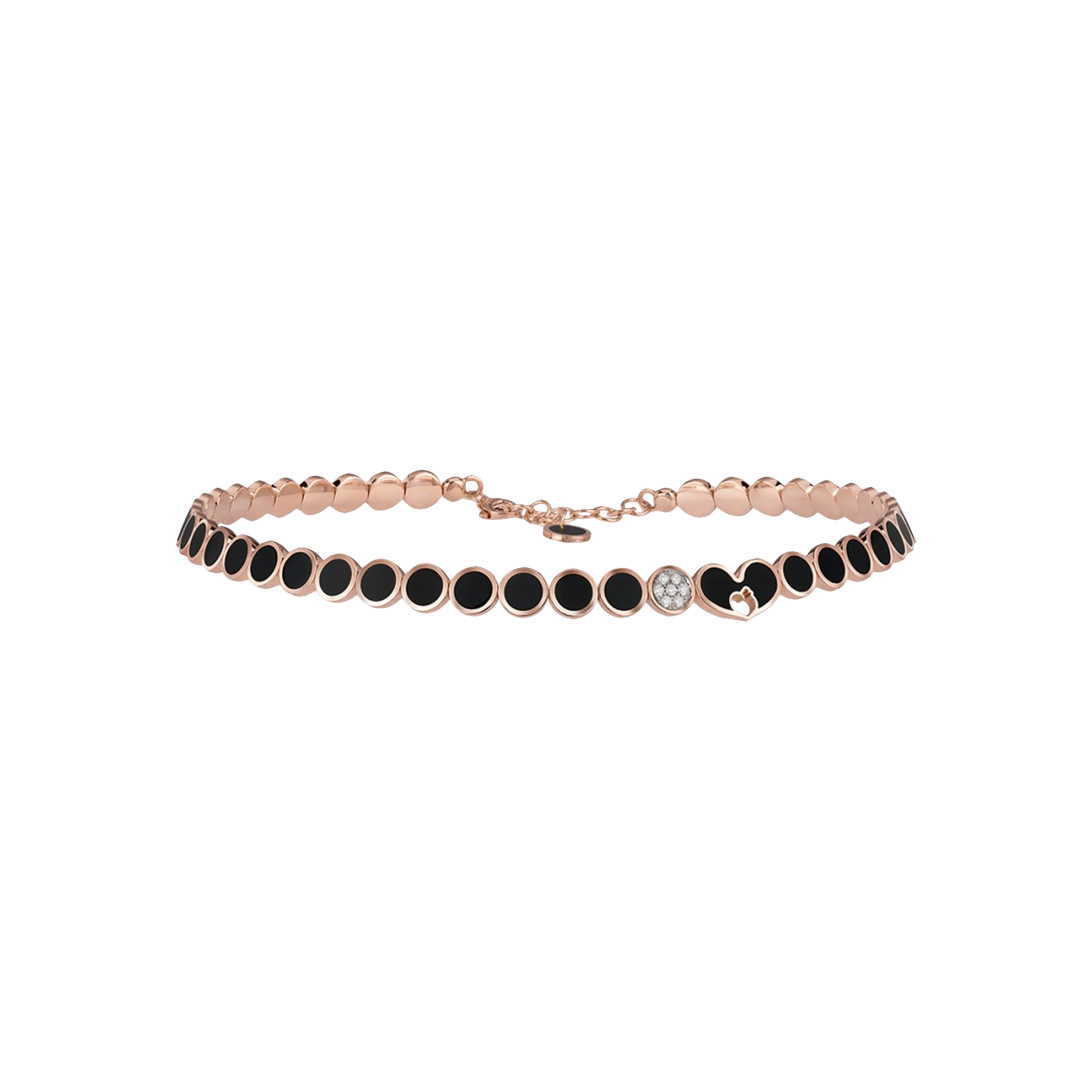 Chantecler | CHOCKER PAILETTES IN ORO ROSA CON DIAMANTI BIANCHI E SMALTO NERO - 41129 - 41129 (1)