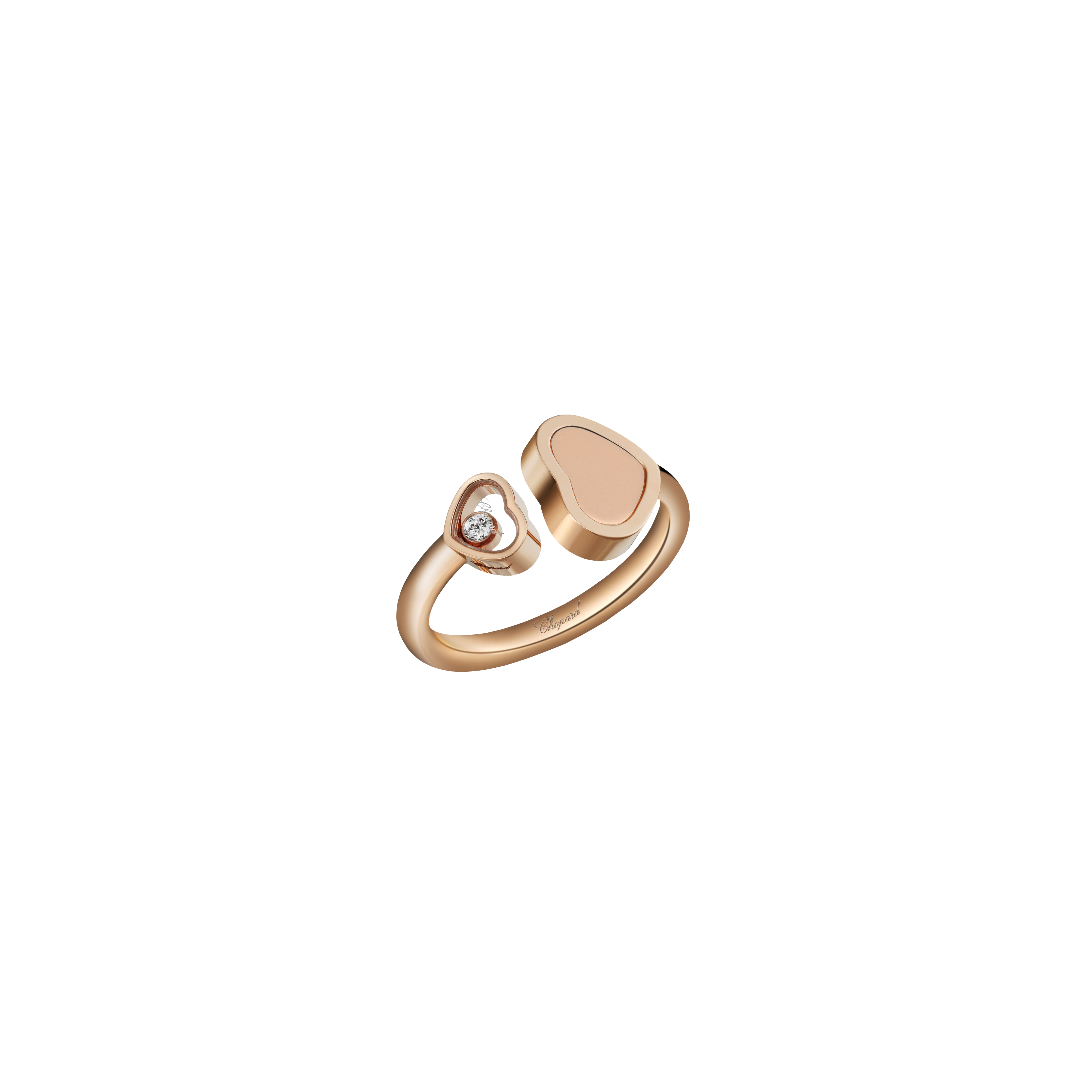 Chopard | CHOPARD - HAPPY HEARTS - ANELLO IN ORO ROSA CON DIAMANTE E PIETRA ROSA - 829482-5600 - 829482 (1)