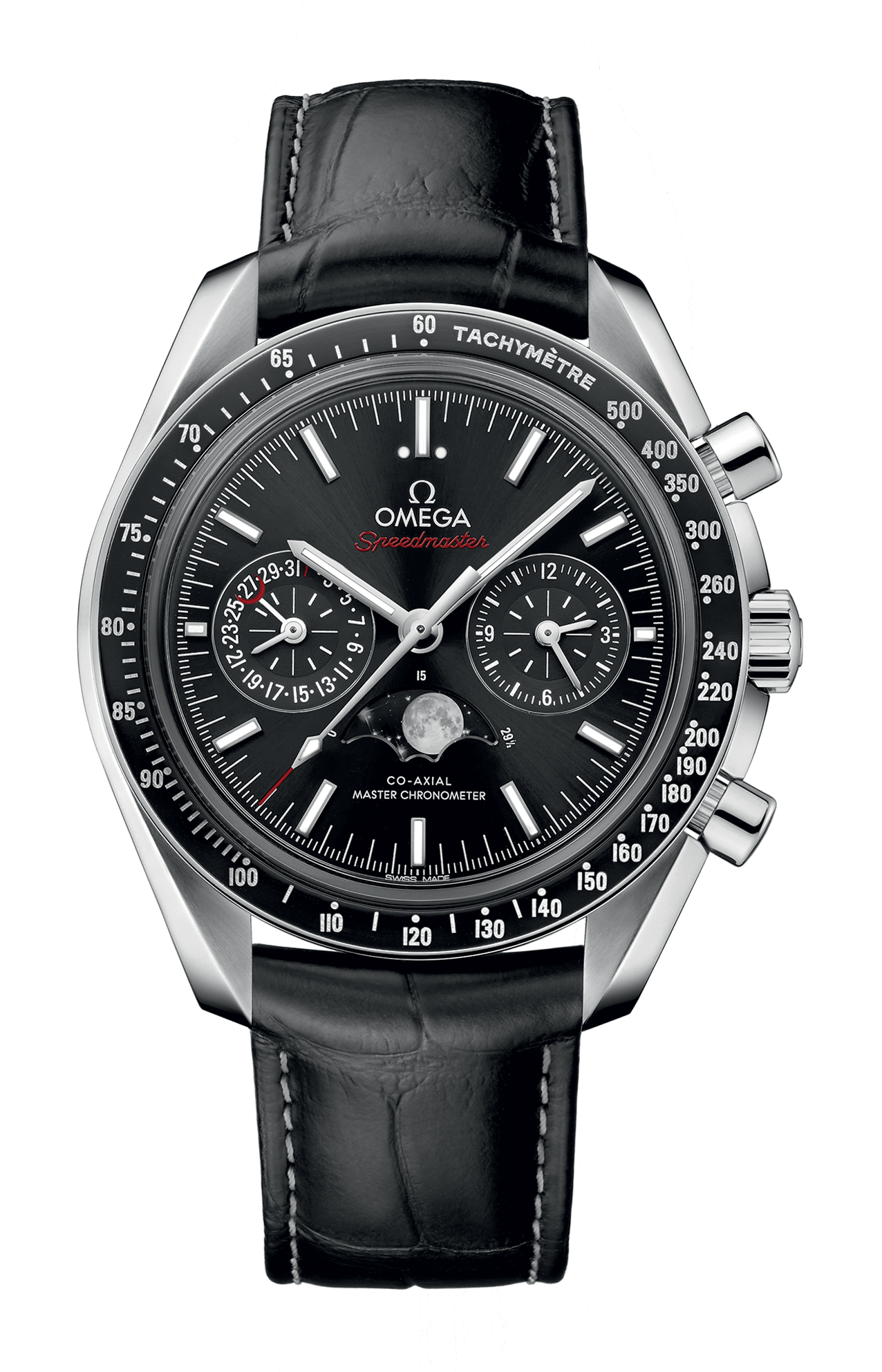 Omega | SPEEDMASTER FASI LUNARI 44,25 MM, ACCIAIO SU PELLE - 304.33.44.52.01.001 (1)