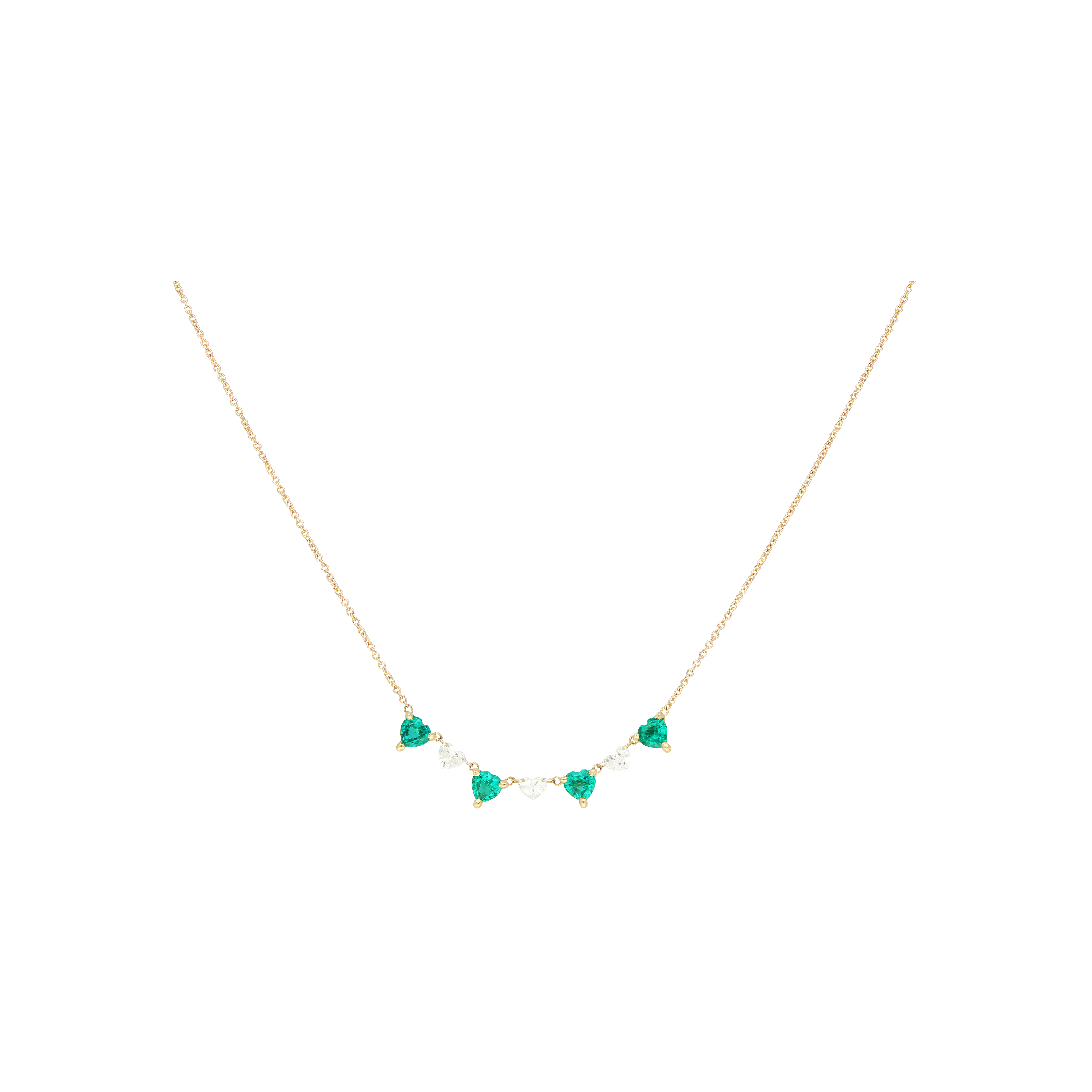 Bartorelli Italian Jewels | COLLANA GIROCOLLO IN ORO ROSA CON CUORI DI DIAMANTI E SMERALDI - C069/16/1C41 (1)