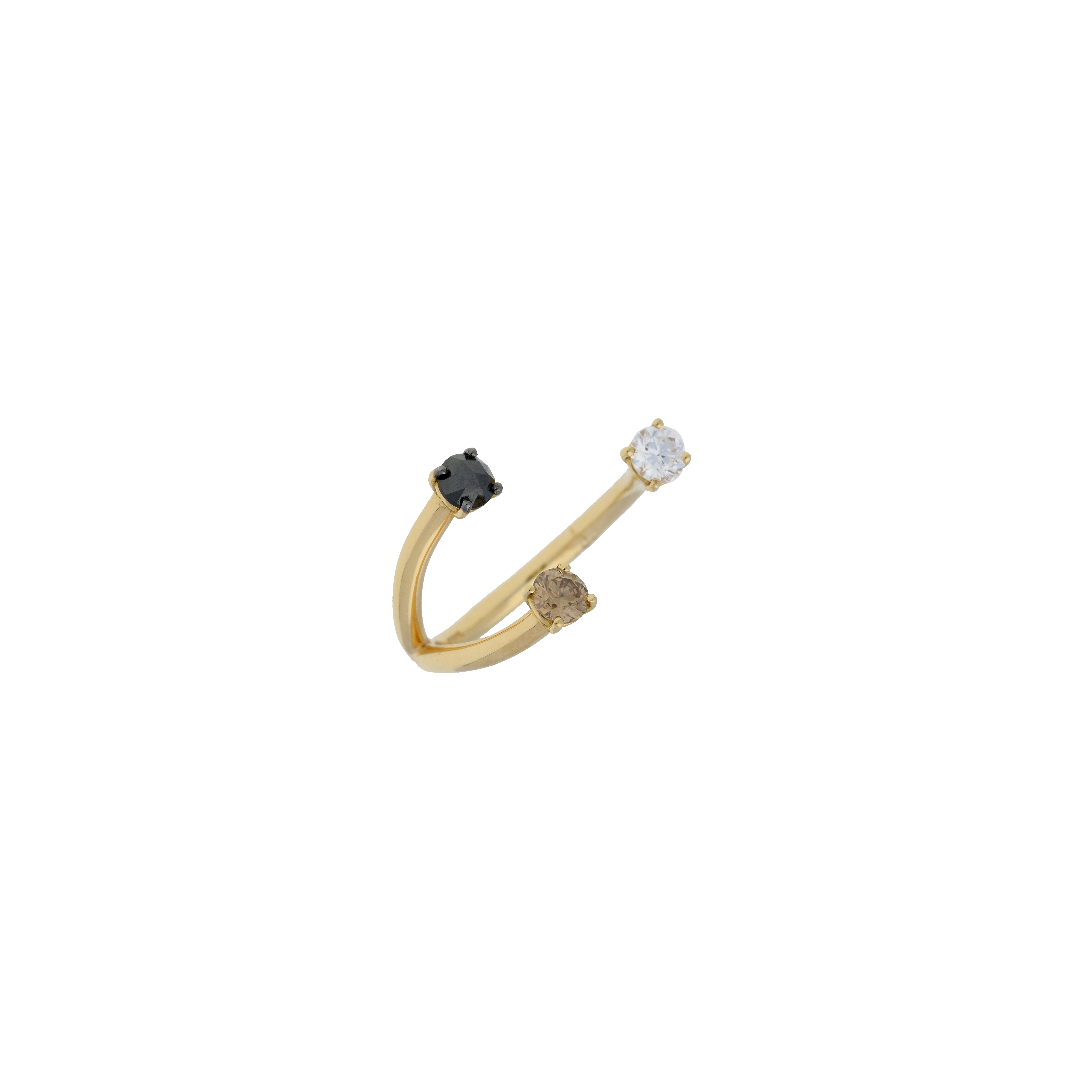 Bartorelli Italian Jewels | ANELLO PUNTI LUCE APERTO IN ORO ROSA CON DIAMANTE BIANCO, DIAMANTE BROWN E DIAMANTE NERO - 52069801 (1)