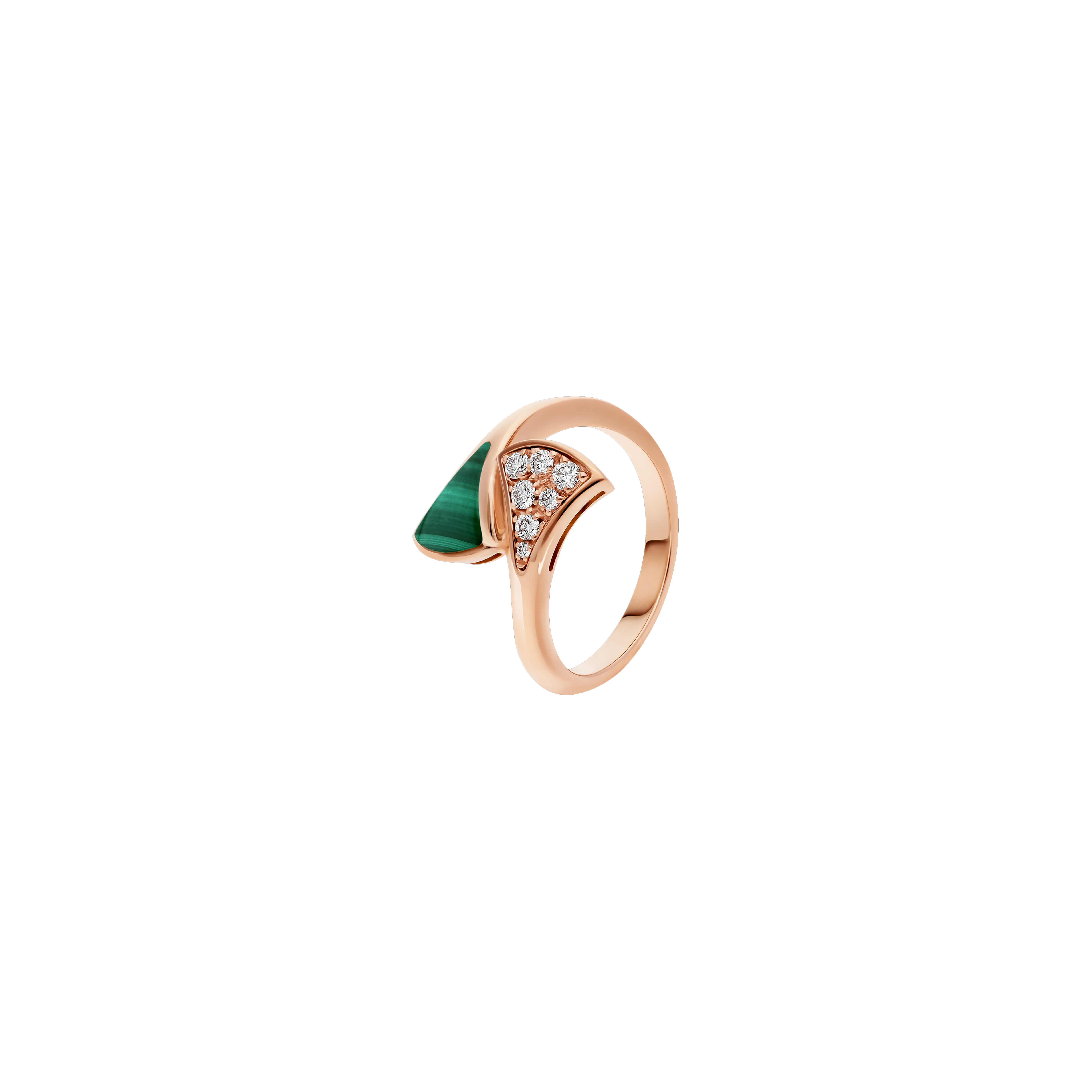 Bulgari | ANELLO DIVAS' DREAM IN ORO ROSA CON ELEMENTO IN MALACHITE E PAV&Eacute; DI DIAMANTI - AN858646 (1)