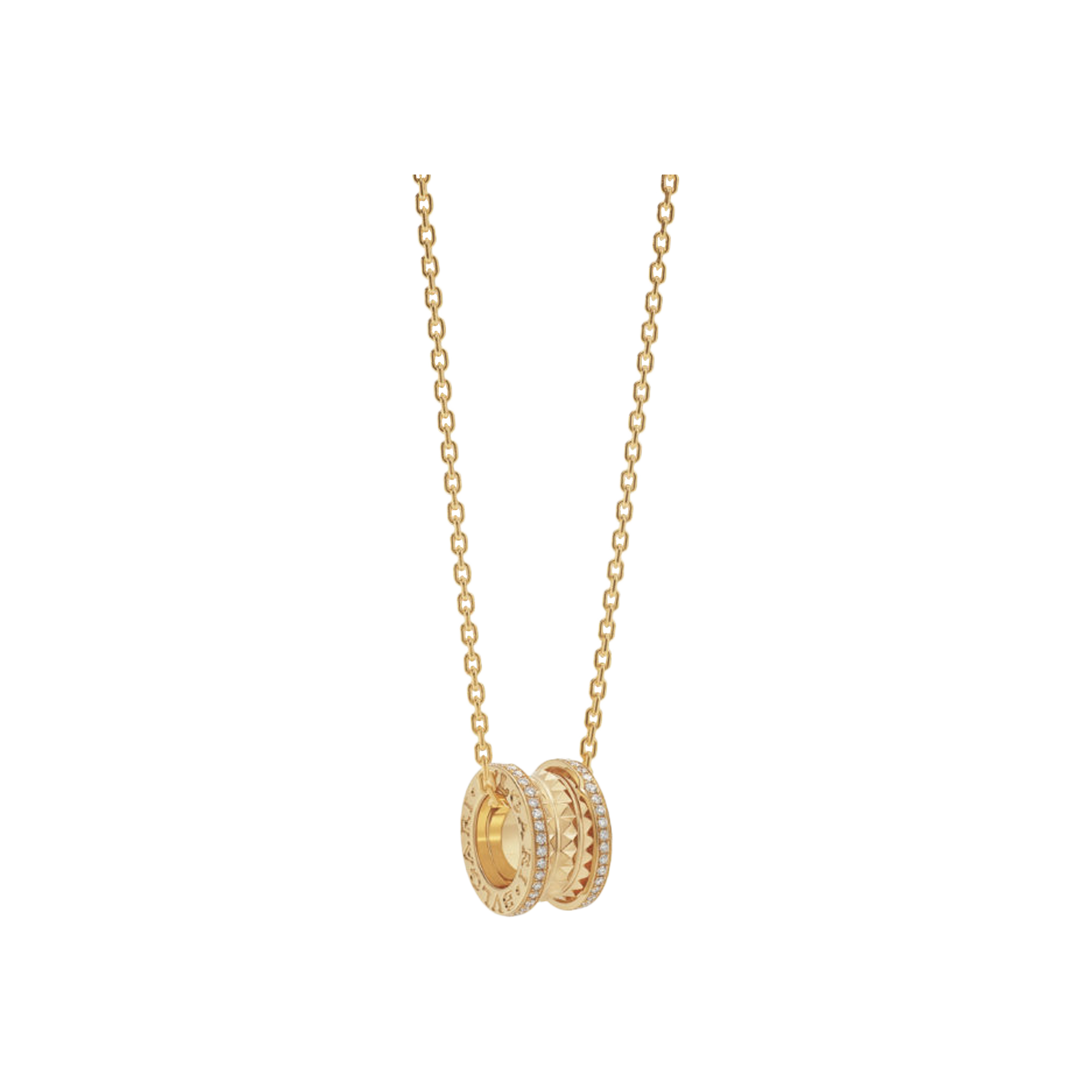 Bulgari | COLLANA B.ZERO1 ROCK IN ORO GIALLO 18 KT CON PAV&Eacute; DI DIAMANTI LUNGO I LATI E SPIRALE CON BORCHIE - CL859027 - CL859027 (1)