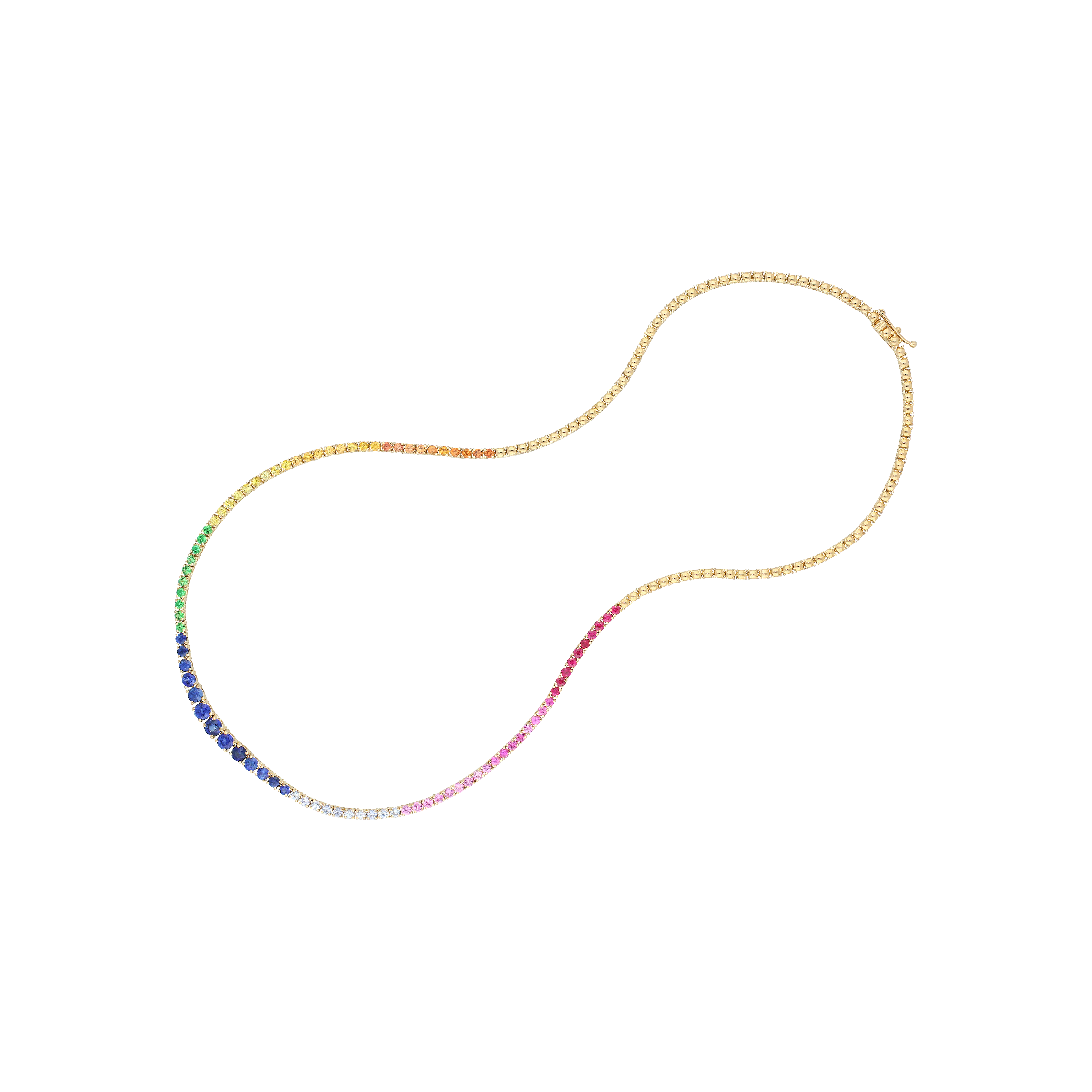 Bartorelli Italian Jewels | COLLANA TENNIS CON DIAMANTI BIANCHI E ZAFFIRI MULTICOLOR A SCALARE - 14504731 (1)
