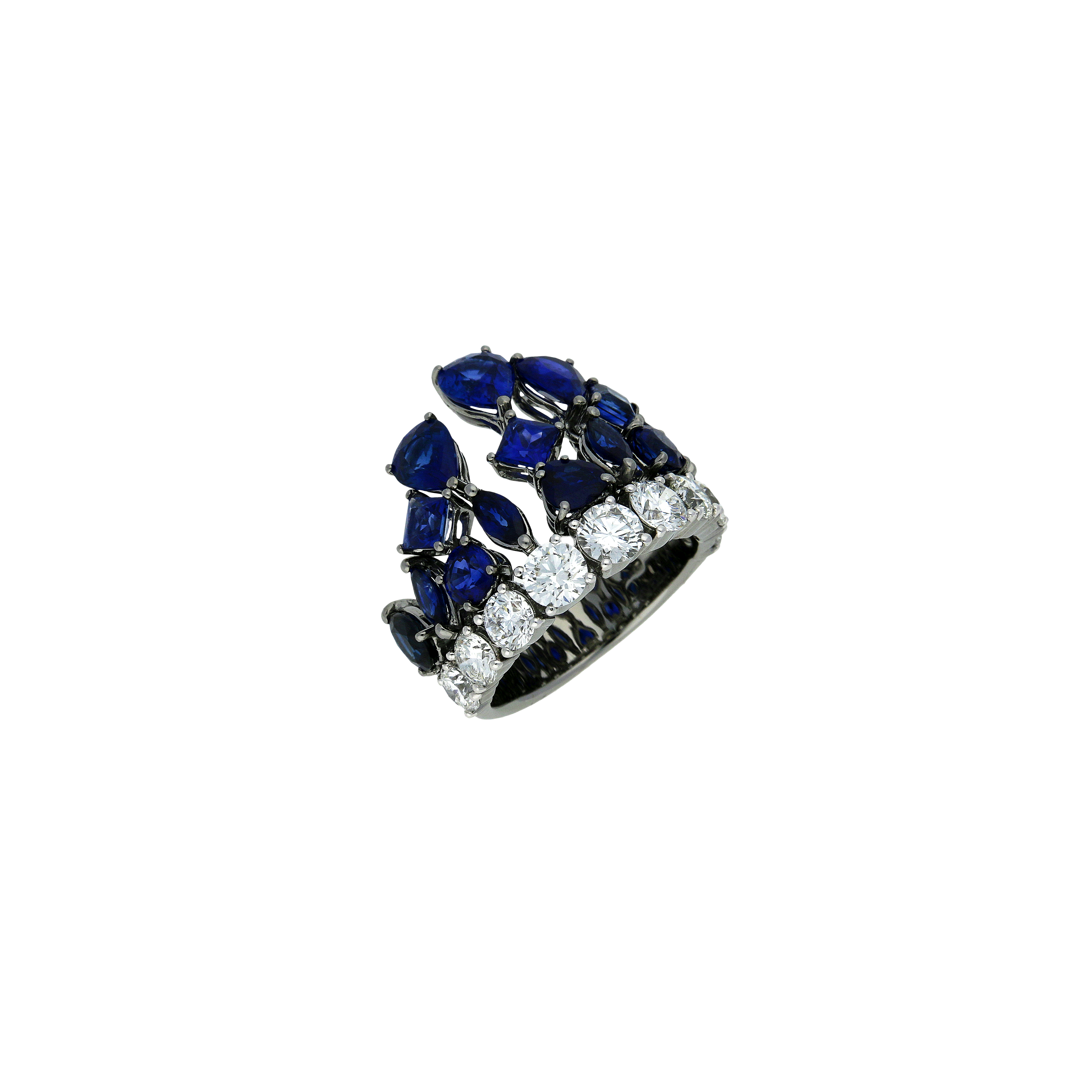 Bartorelli Italian Jewels | Anello in oro brunito 18 carati con diamanti e zaffiri blu - 94270157 (1)