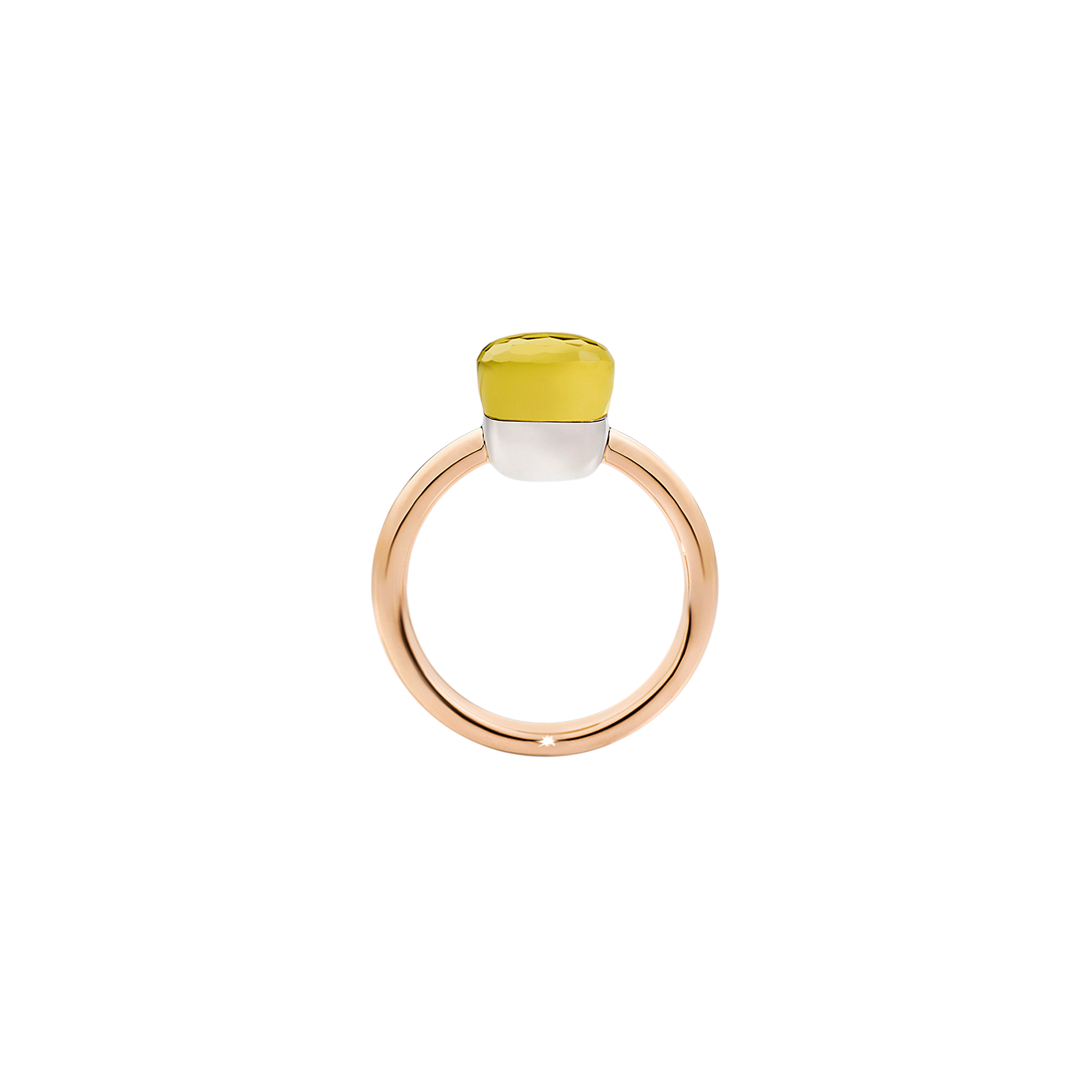 Pomellato | ANELLO NUDO - ANELLO NUDO PETIT IN ORO ROSA CON CASTONE IN ORO BIANCO E QUARZO LEMON SFACCETTATO - A.B403/O6/QL - PAB4030O6000000QL (3)