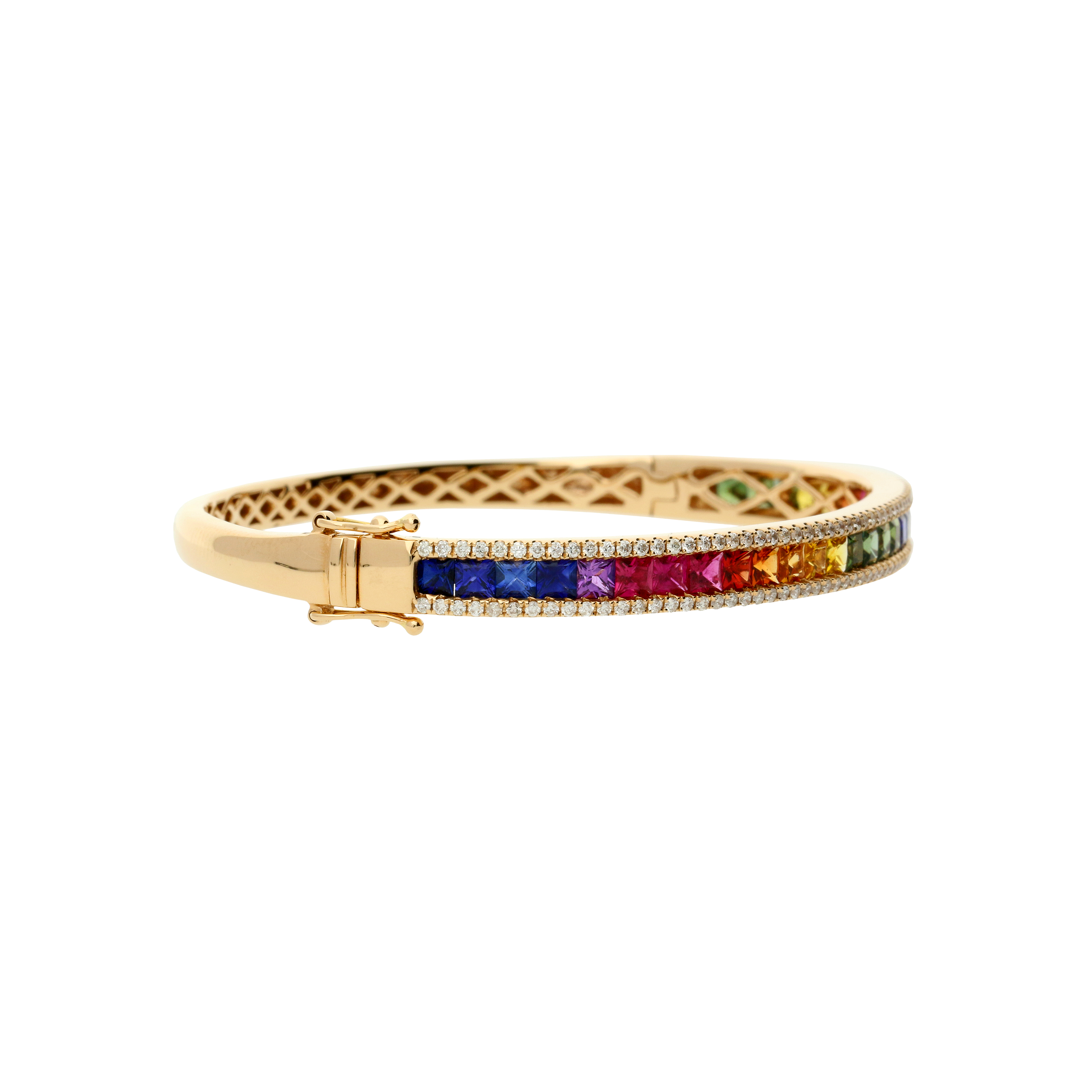 Bartorelli Italian Jewels | BRACCIALE RIGIDO IN ORO ROSA CON ZAFFIRI MULTICOLOR E DIAMANTI BIANCHI - A00049RB11 (2)
