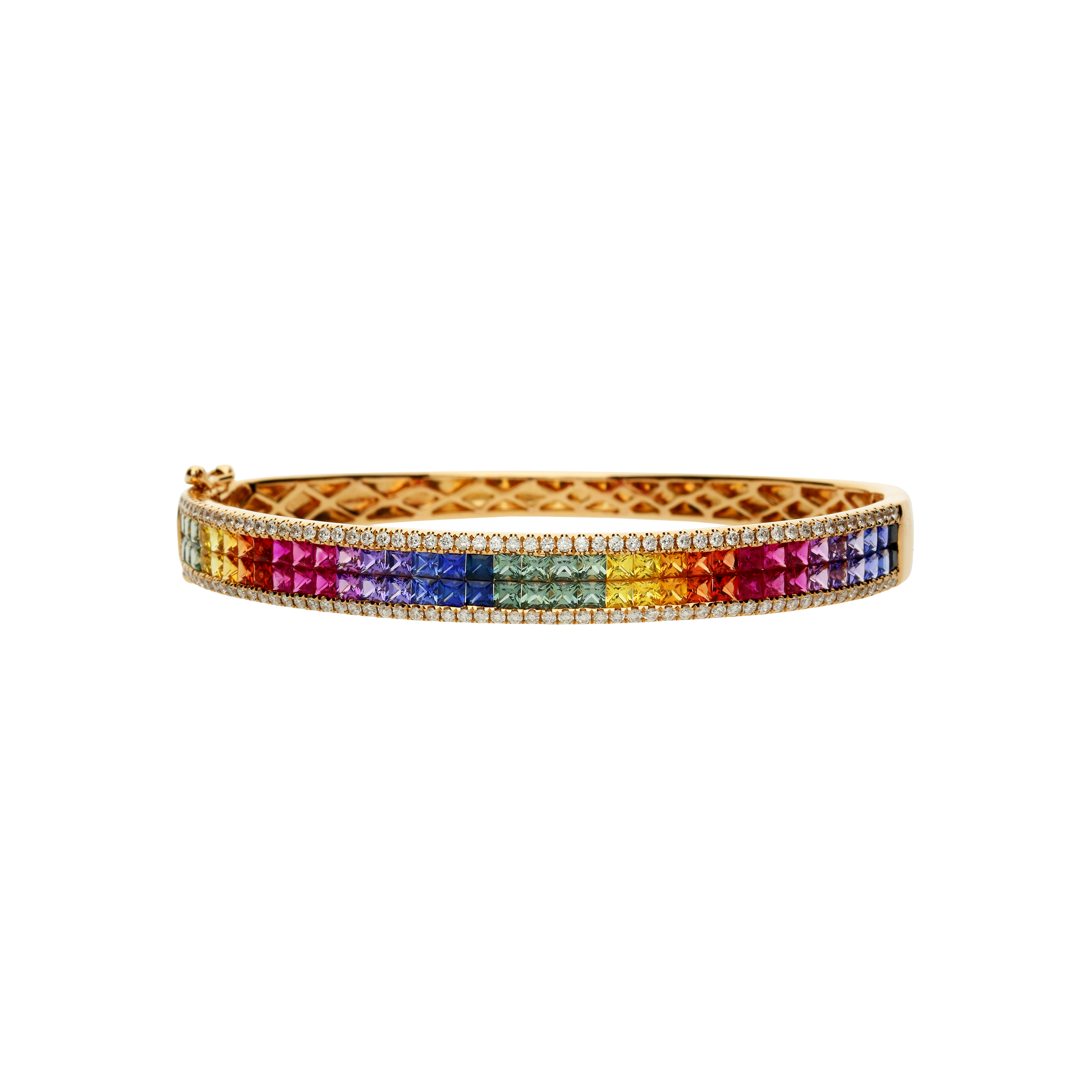 Bartorelli Italian Jewels | BRACCIALE RIGIDO IN ORO ROSA CON ZAFFIRI MULTICOLOR E DIAMANTI BIANCHI - A00283RB11 (1)