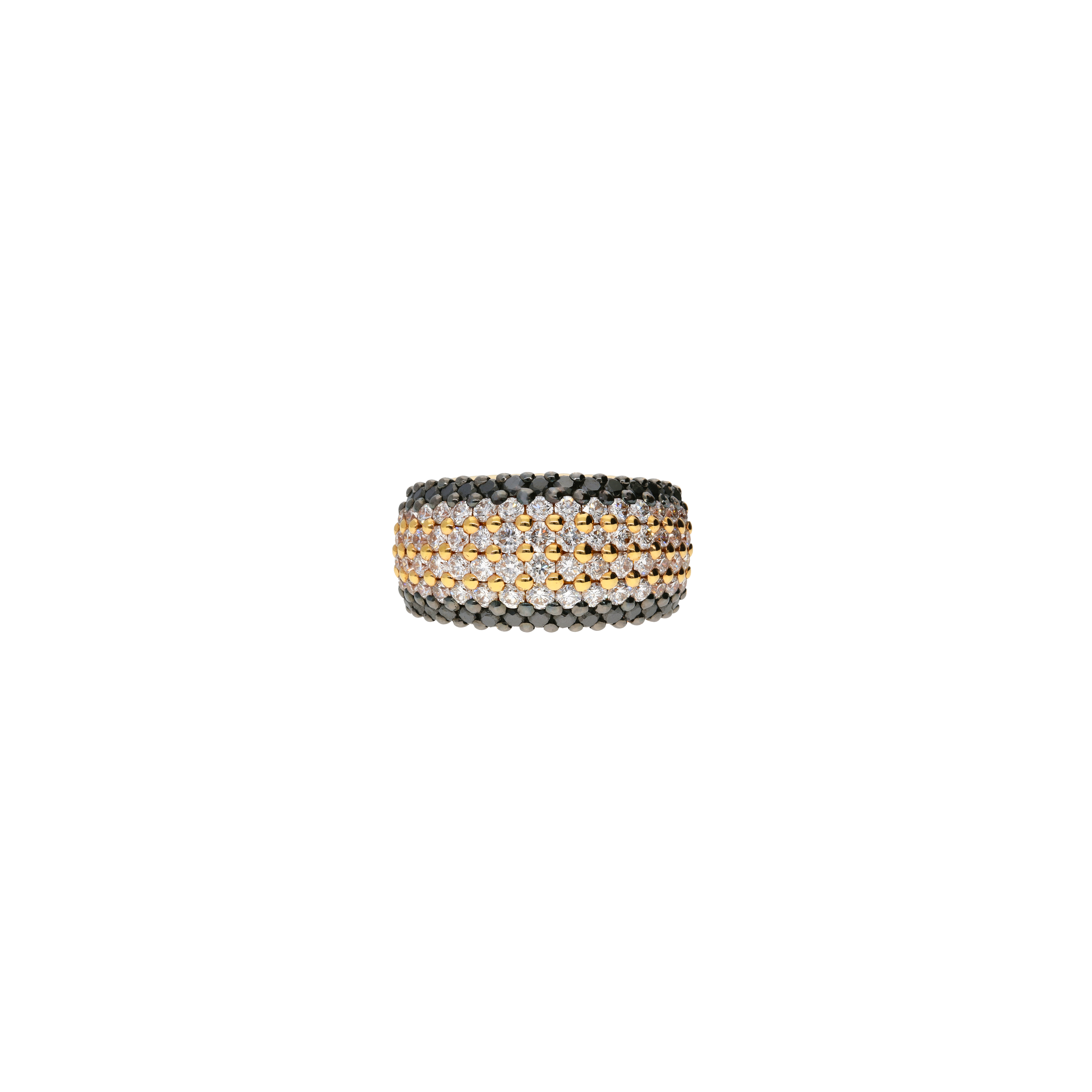 Bartorelli Italian Jewels | ANELLO FASCIA BOMBATA IN ORO ROSA CON PAV&Egrave; DI DIAMANTI BIANCHI E DIAMANTI NERI - VR20581DDKP (2)