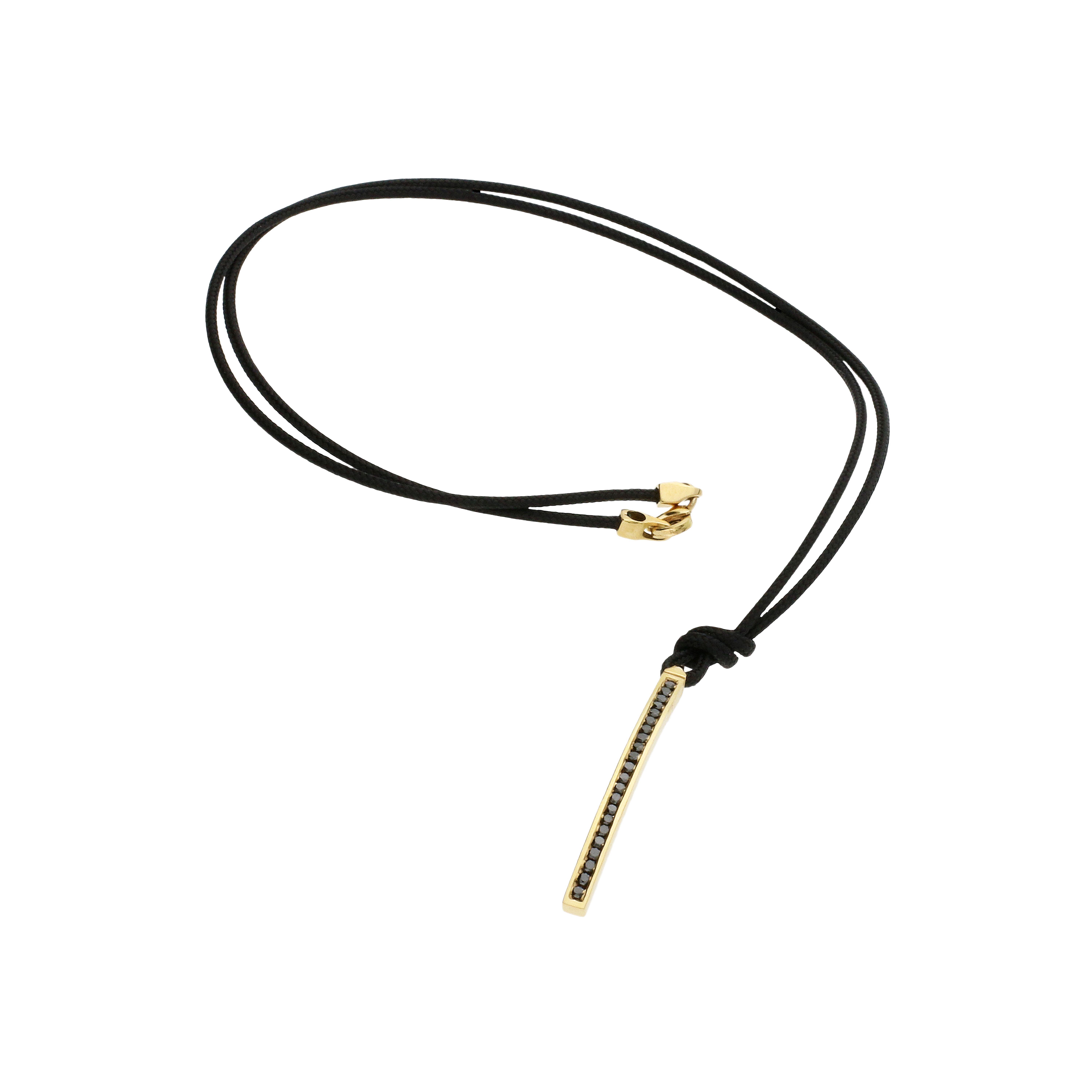 Bartorelli Italian Jewels | COLLANA CORDINO CON BARRETTA IN ORO ROSA E DIAMANTI NERI E CHIUSURA IN ORO ROSA - HPIM1462 (2)