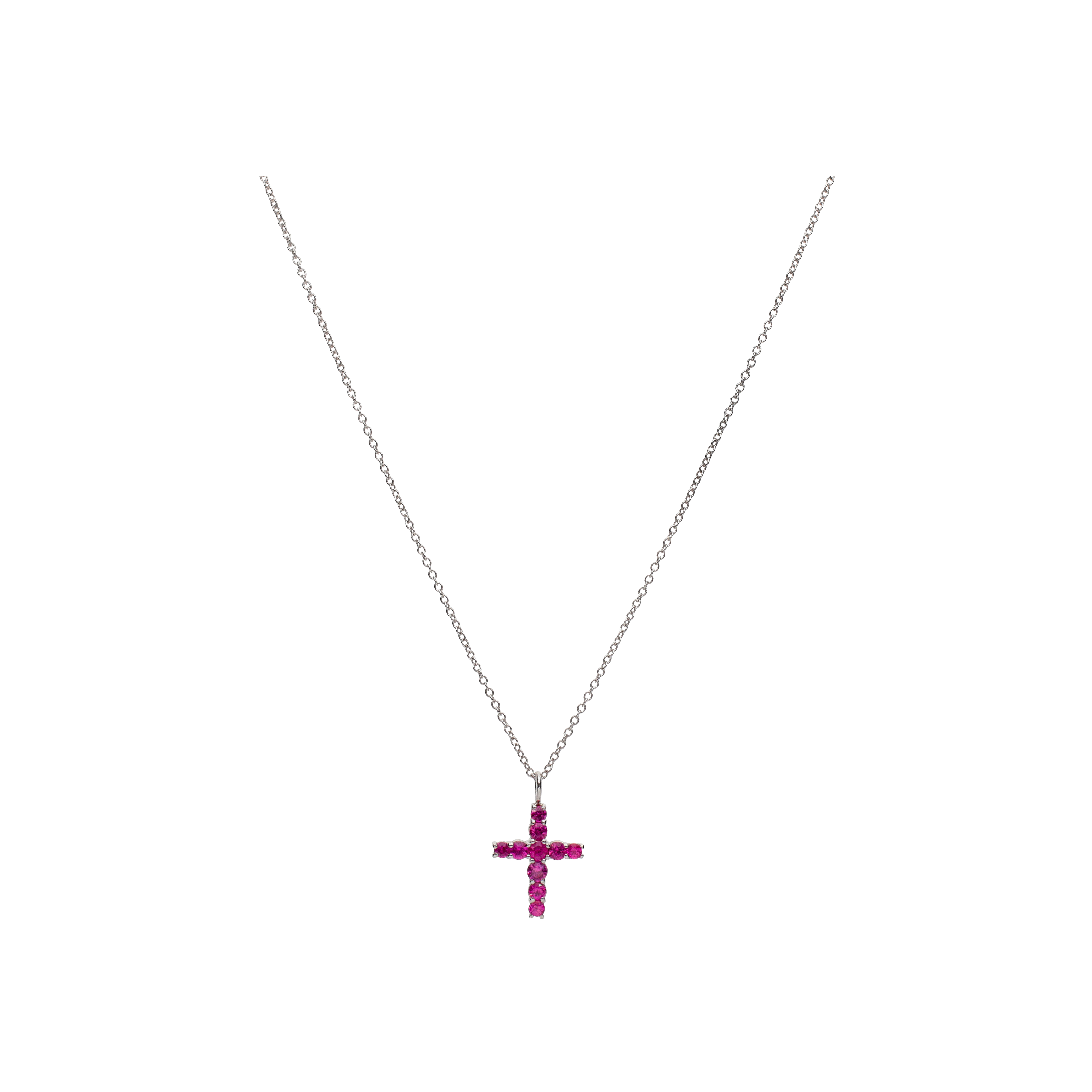 Bartorelli Italian Jewels | COLLANA IN ORO BIANCO CON PENDENTE CROCE IN PAV&Eacute; DI ZAFFIRI ROSA - G11501BZAR (1)