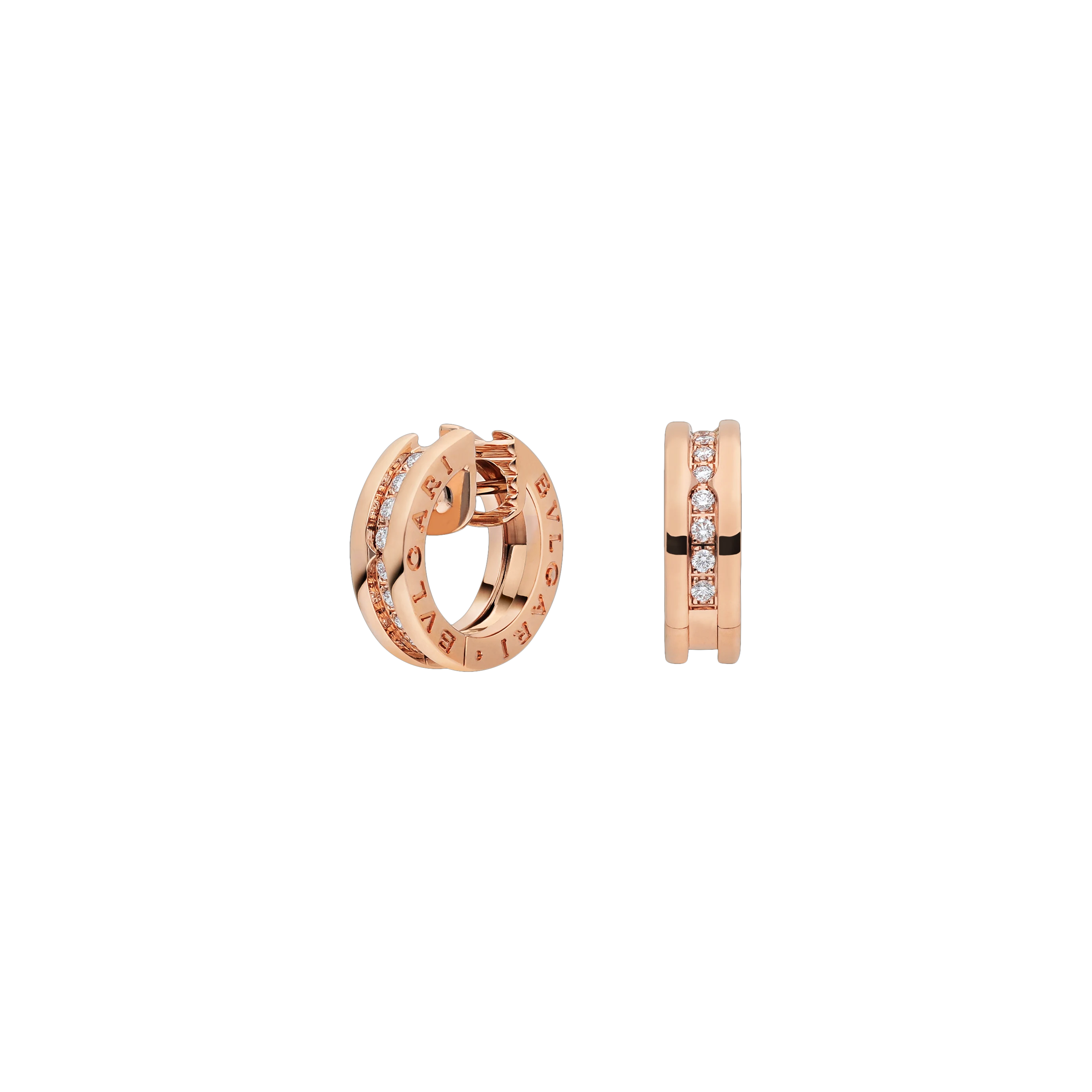Bulgari | ORECCHINI A CERCHIO PICCOLI B.ZERO1 IN ORO ROSA 18 CARATI CON PAV&Eacute; DI DIAMANTI - OR856307 - OR856307 (1)