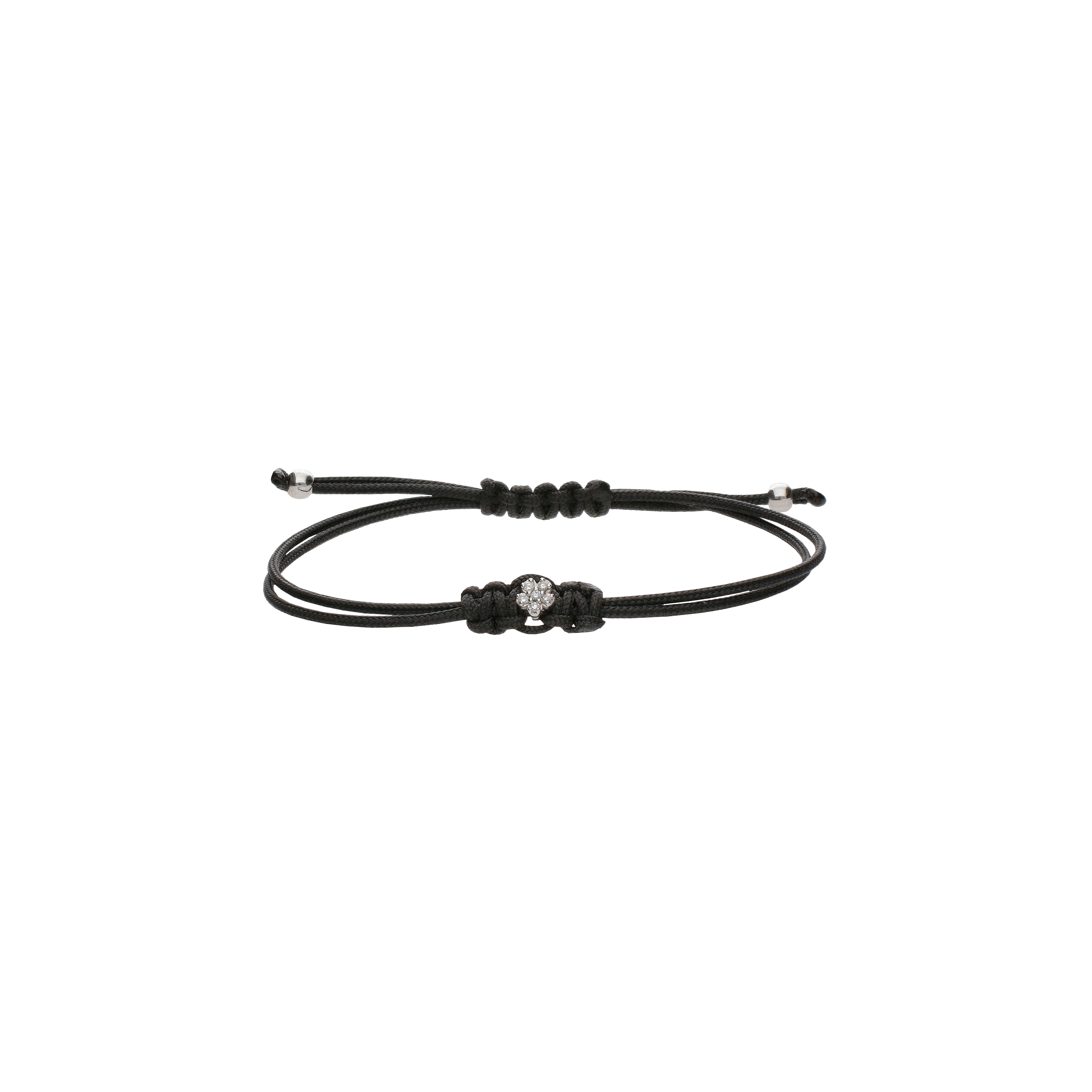 Bartorelli Italian Jewels | BRACCIALE IN CORDINO NERO CON FIORE IN ORO BIANCO E DIAMANTI - FIORE (1)