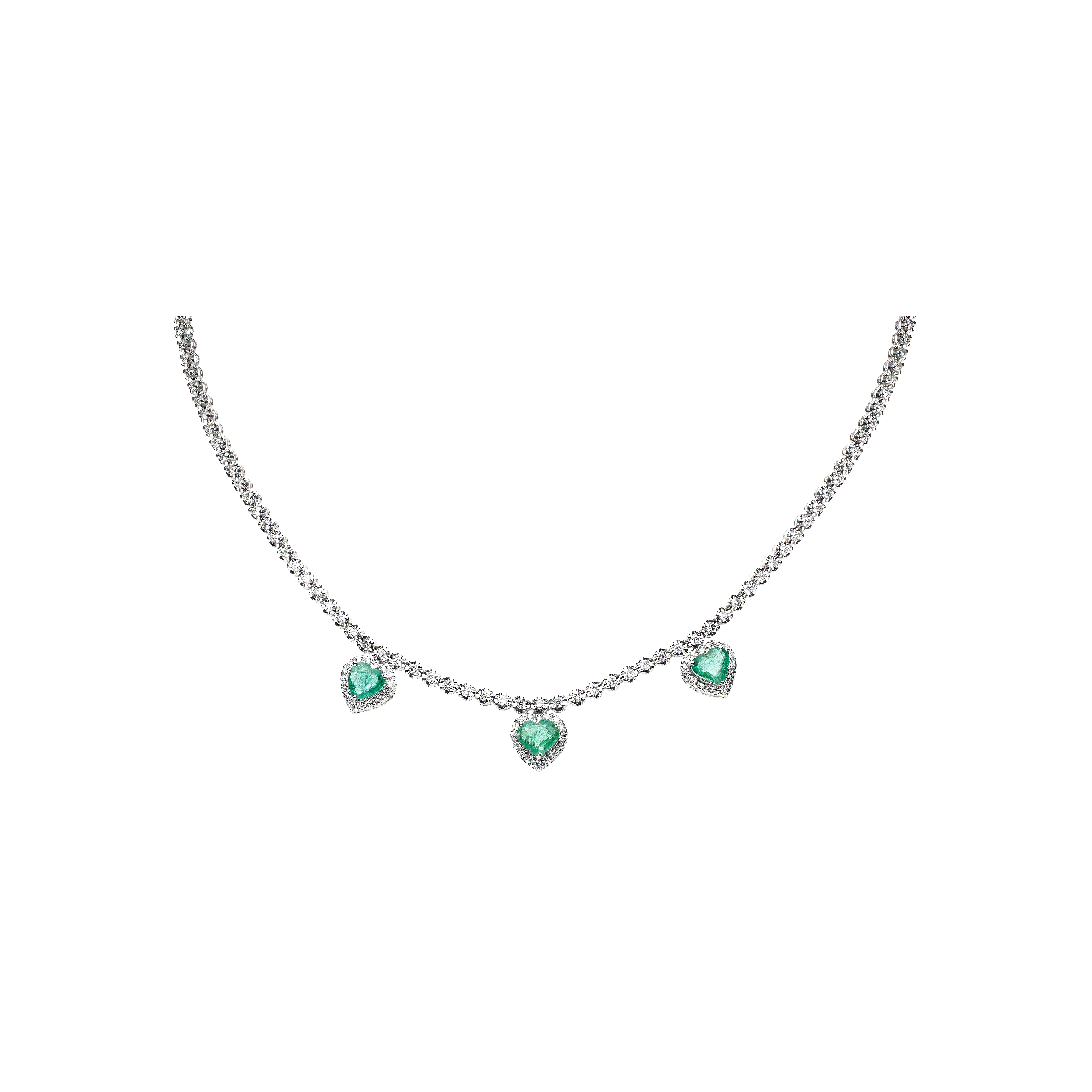 Bartorelli Italian Jewels | GIROCOLLO TENNIS CON CUORI PENDENTI DI SMERALDO - AN2880/EM (1)