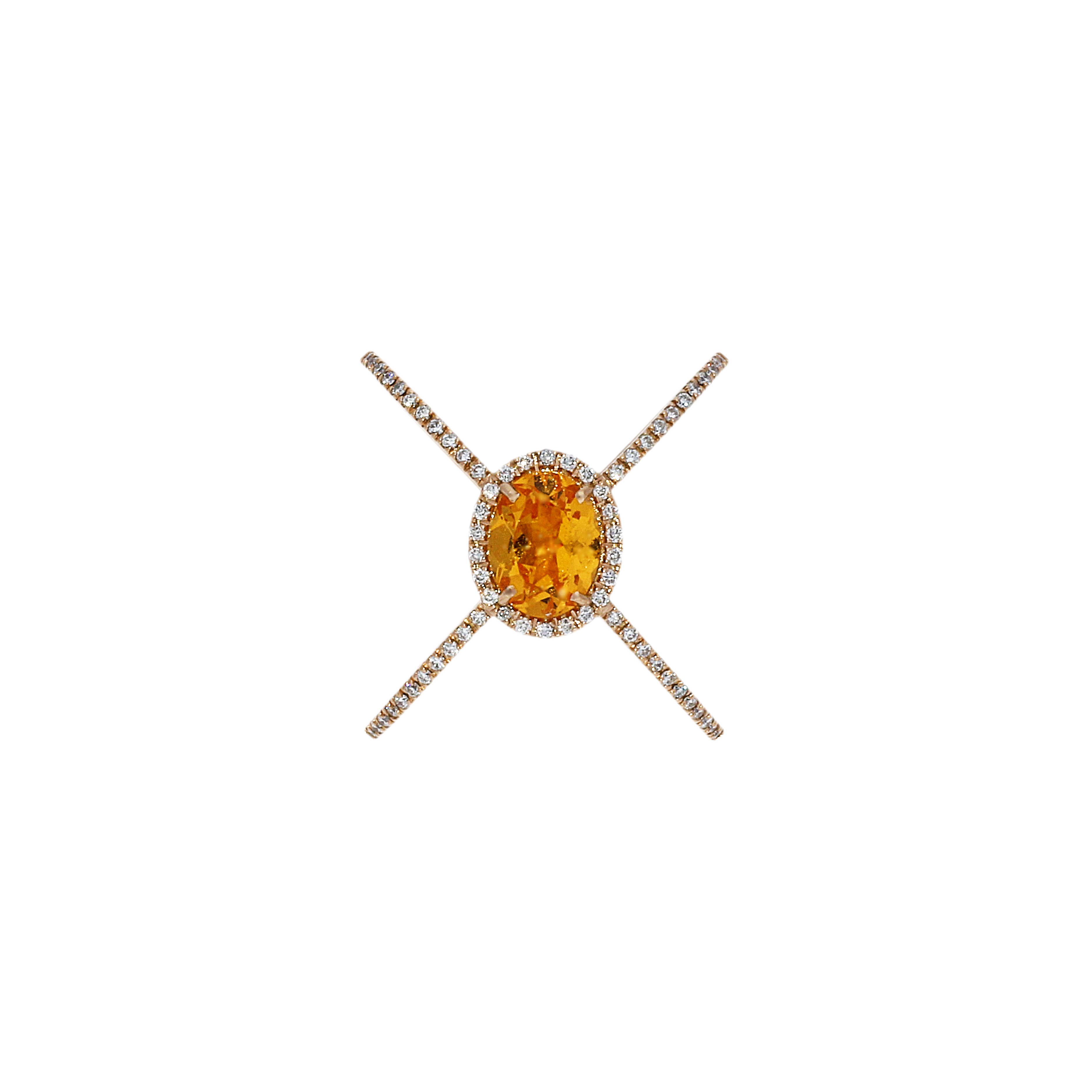 Bartorelli Italian Jewels | Anello in oro rosa 18 carati,granato mandarino e diamanti bianchi taglio brillante - ANP129/24-GM- (2)