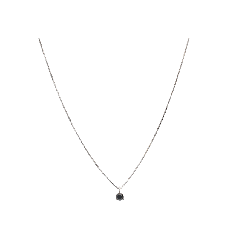 Bartorelli Italian Jewels | COLLANA SOLITARIO  IN ORO BIANCO CON DIAMANTE NERO - CO-DN (1)