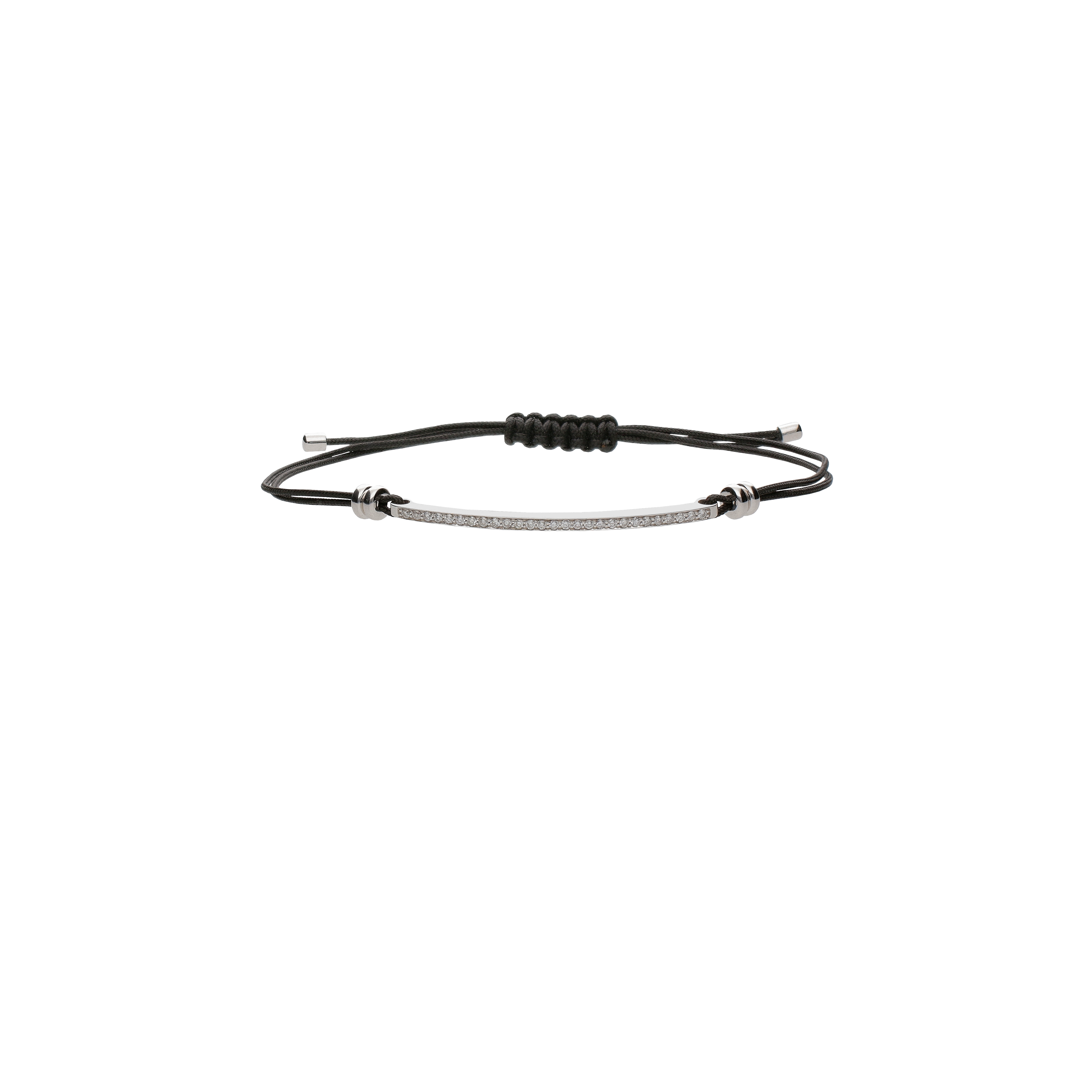 Bartorelli Italian Jewels | BRACCIALE CON CORDINO NERO E BARRETTA IN ORO BIANCO E DIAMANTI - VB24234DW (1)
