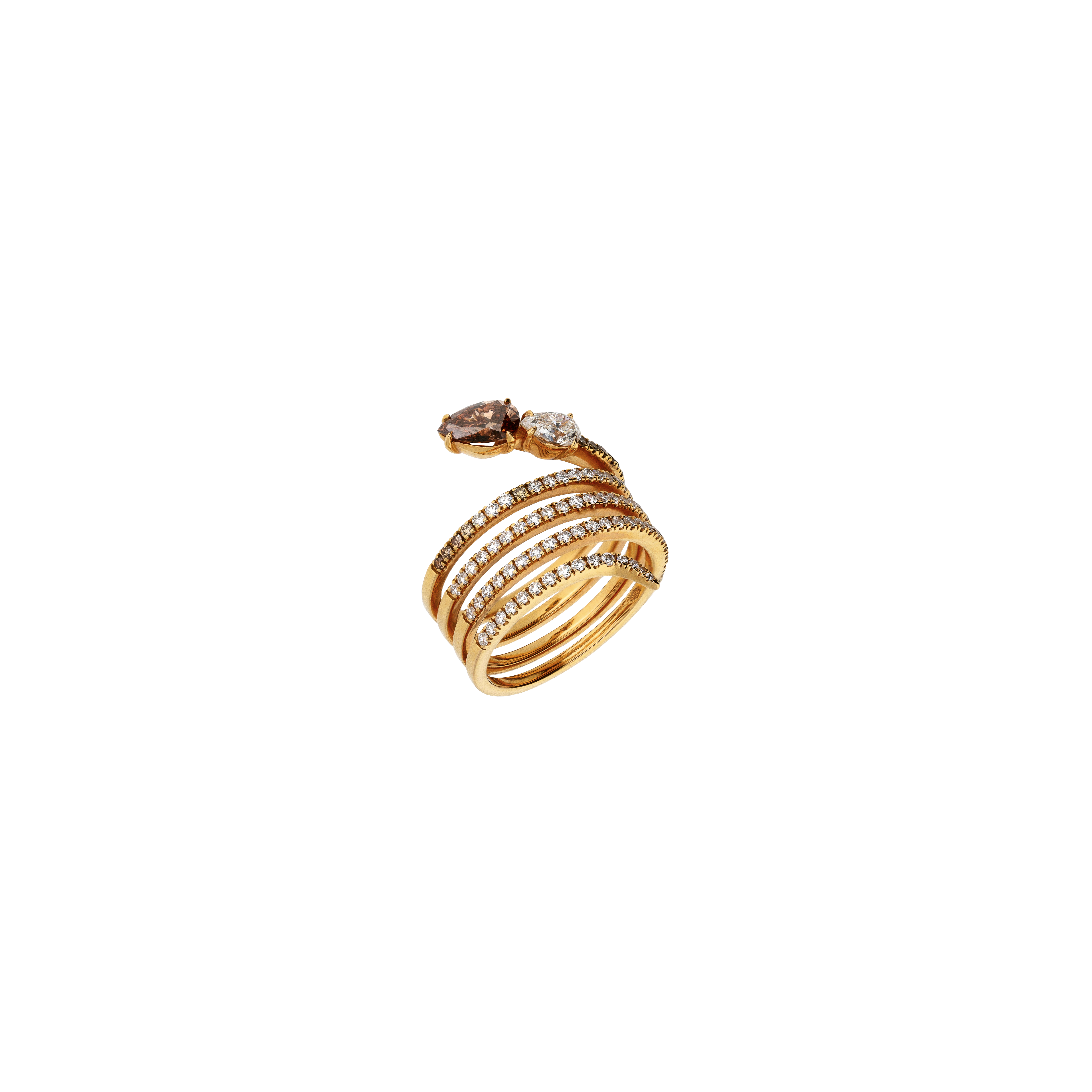 Bartorelli Italian Jewels | ANELLO SERPENTE IN ORO ROSA CON DIAMANTI BIANCHI E DIAMANTI BROWN - 71950626 (1)
