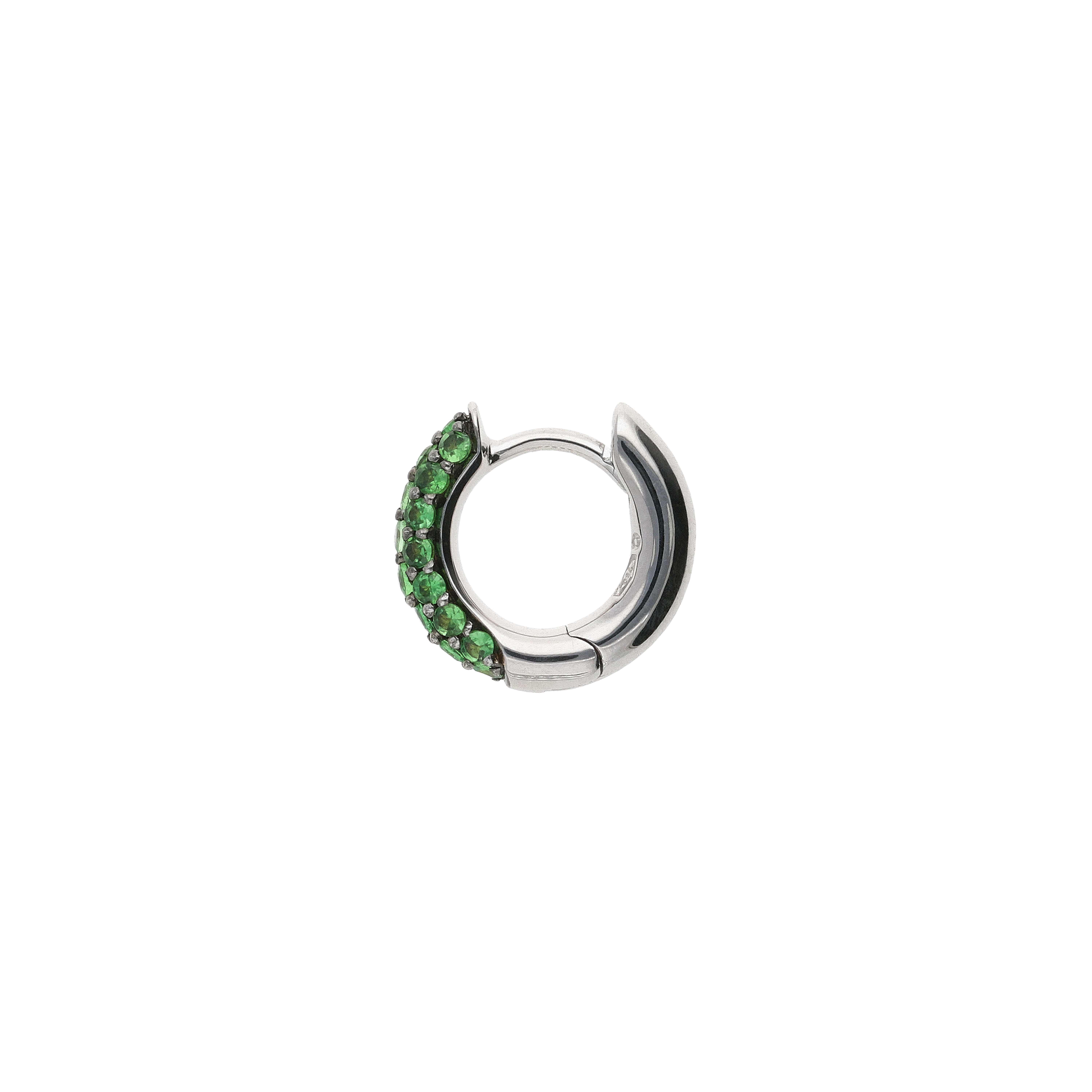 Bartorelli Italian Jewels | ORECCHINI A CERCHIO PICCOLO IN ORO BIANCO CON DEMI-PAV&Egrave; DI TSAVORITI - VE08958TSW (2)