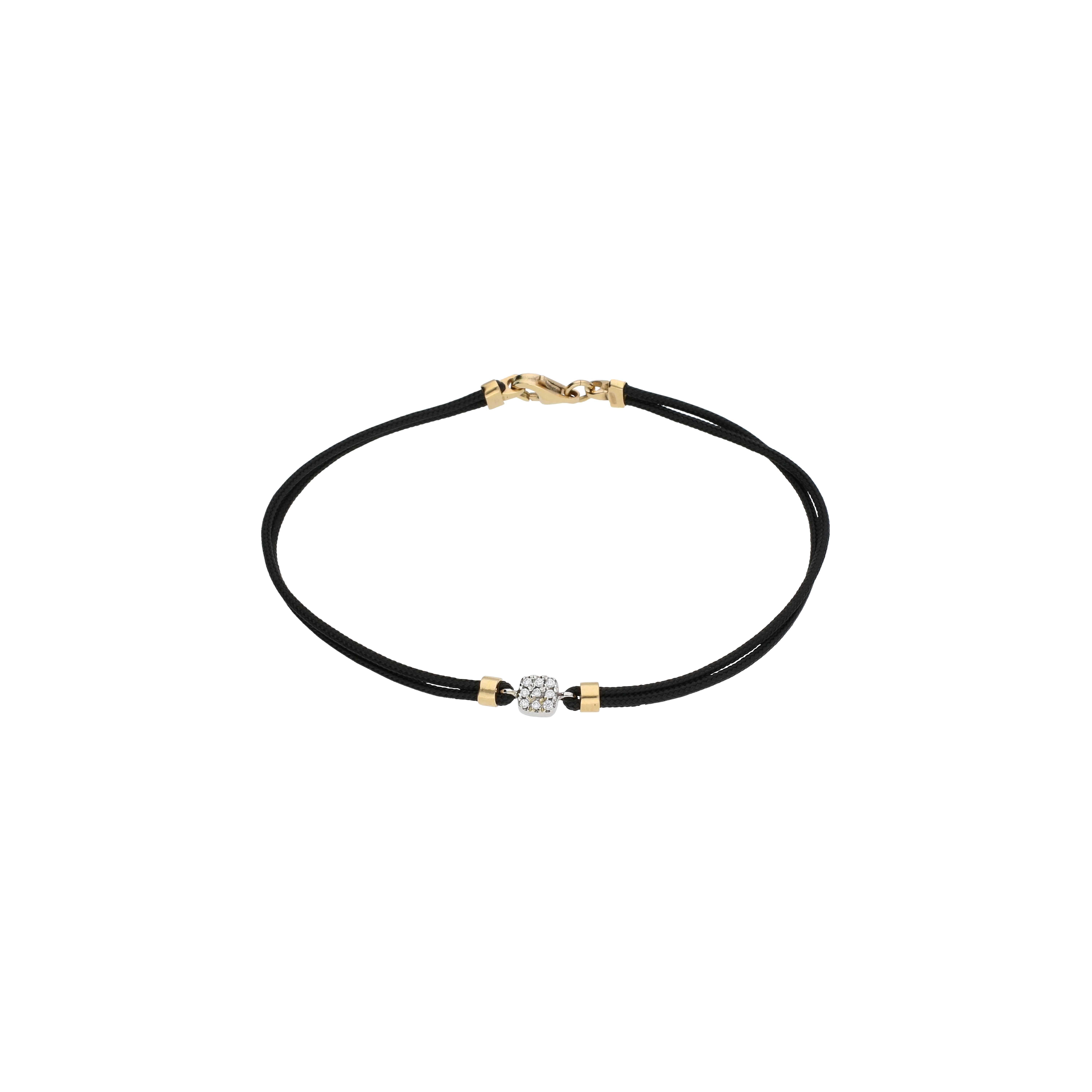 Bartorelli Italian Jewels | BRACCIALE IN CORDA CON QUADRATO IN ORO BIANCO, PAVE' DI DIAMANTI ED ELEMENTI IN ORO ROSA - B008/1 (1)