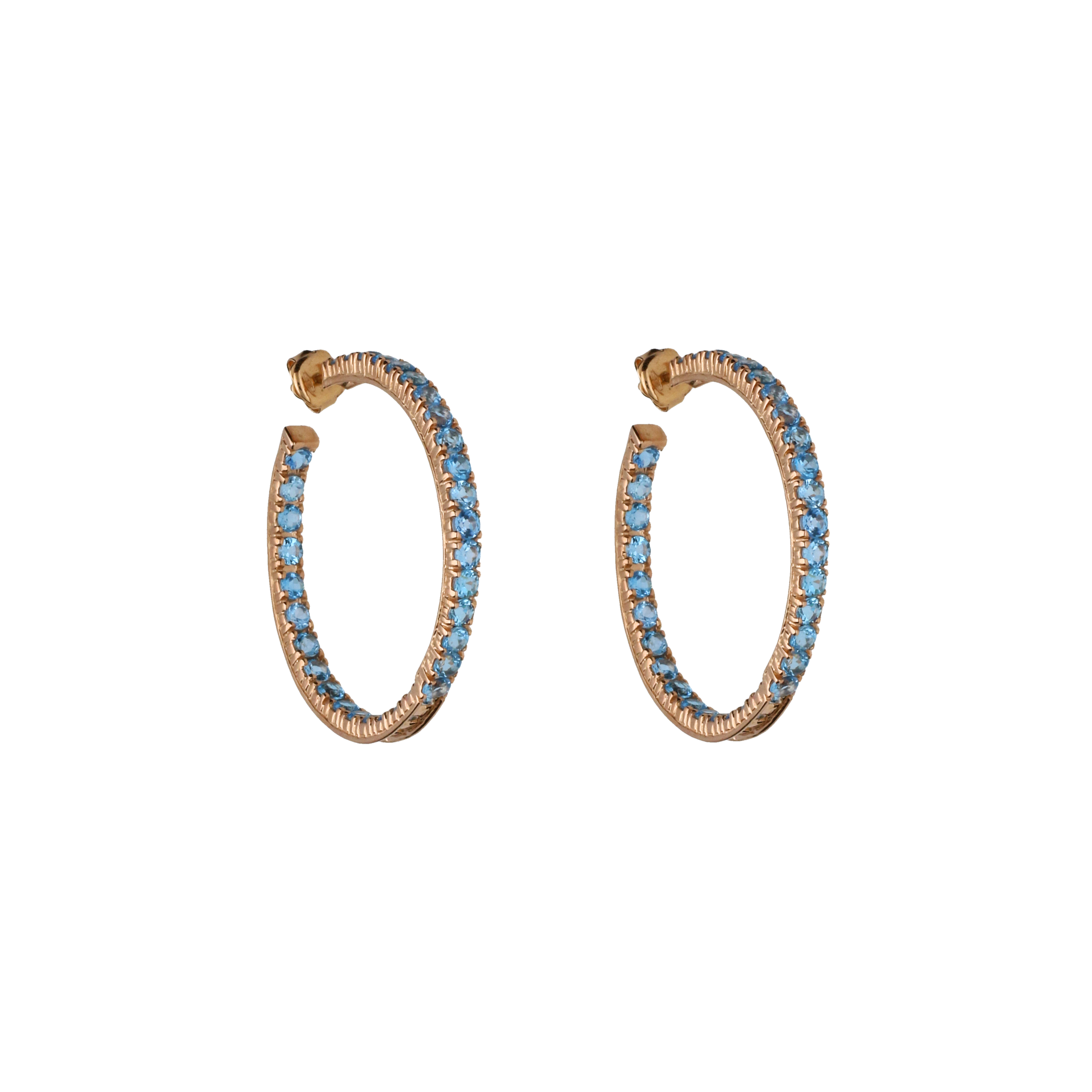 Bartorelli Italian Jewels | Orecchini cerchio in oro rosa e Topazi Azzurri - B12060TOP (1)