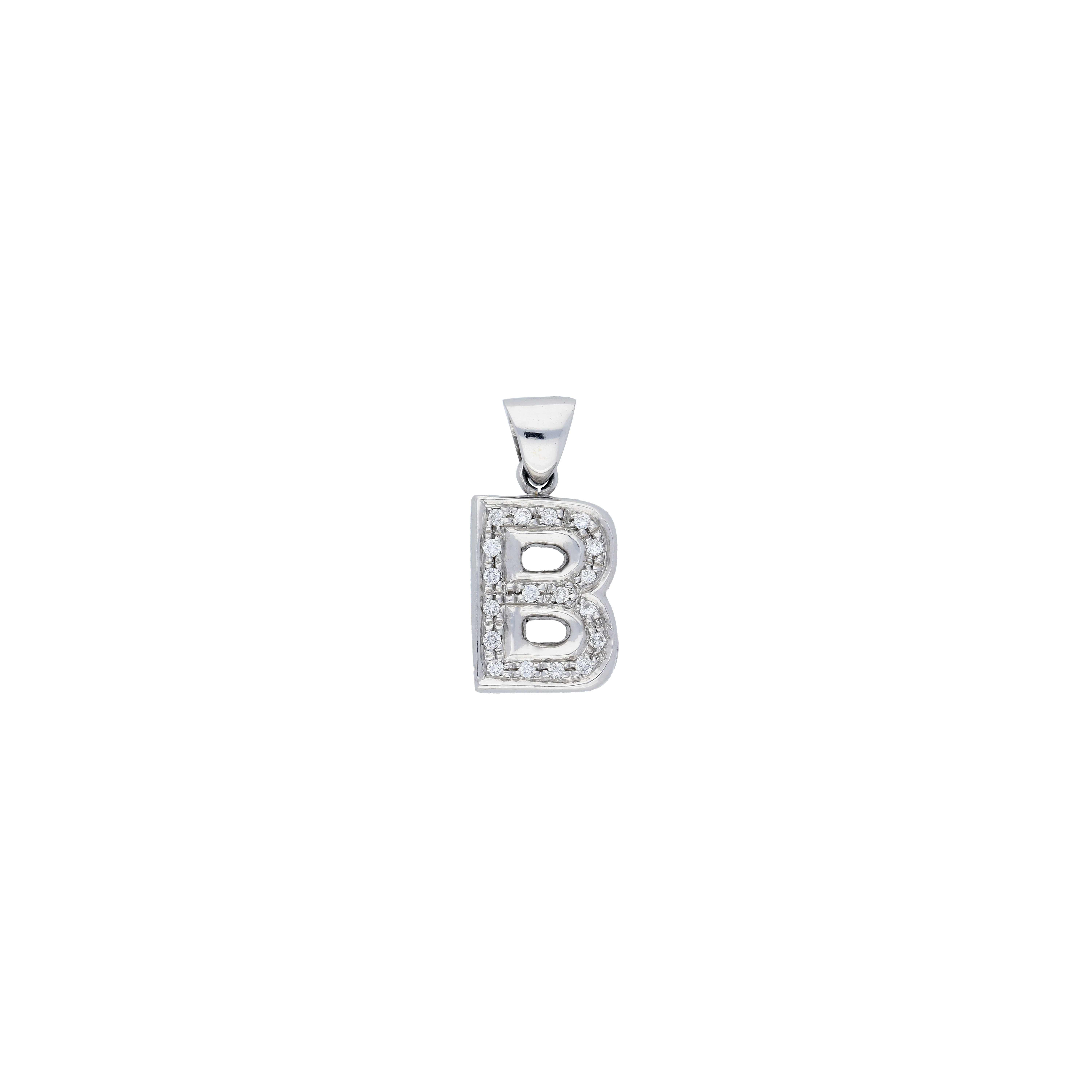 Bartorelli Italian Jewels | CIONDOLO LETTERA B IN ORO BIANCO CON DIAMANTI - B2 (1)