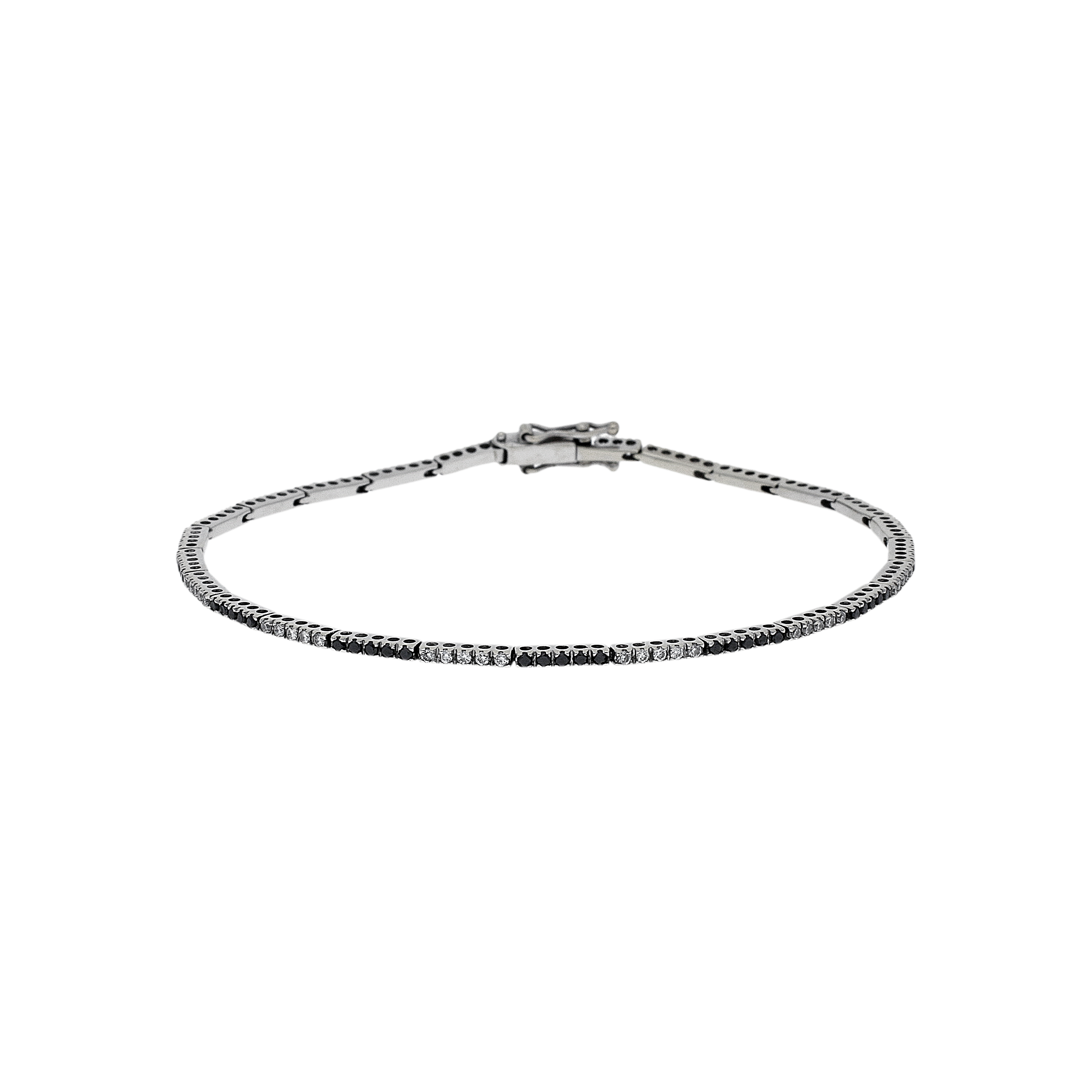 Bartorelli Italian Jewels | Bracciale tennis in oro bianco 18 carati,diamanti bianchi e diamanti neri taglio brillante - BABR413 (1)