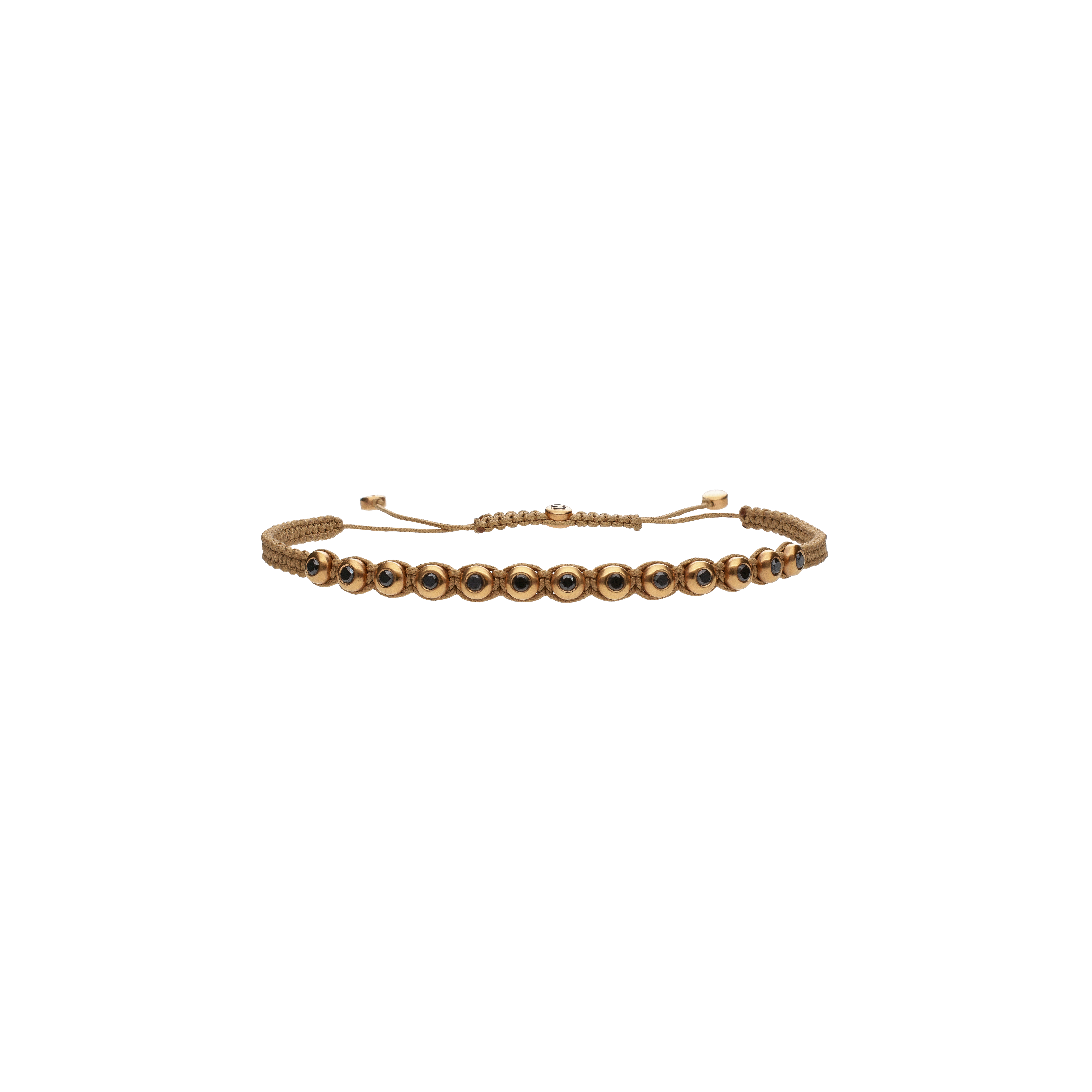 Bartorelli Italian Jewels | BRACCIALE CON ELEMENTI IN ORO ROSA E DIAMANTI NERI, CORDINO BEIGE - VB25603DKP (1)