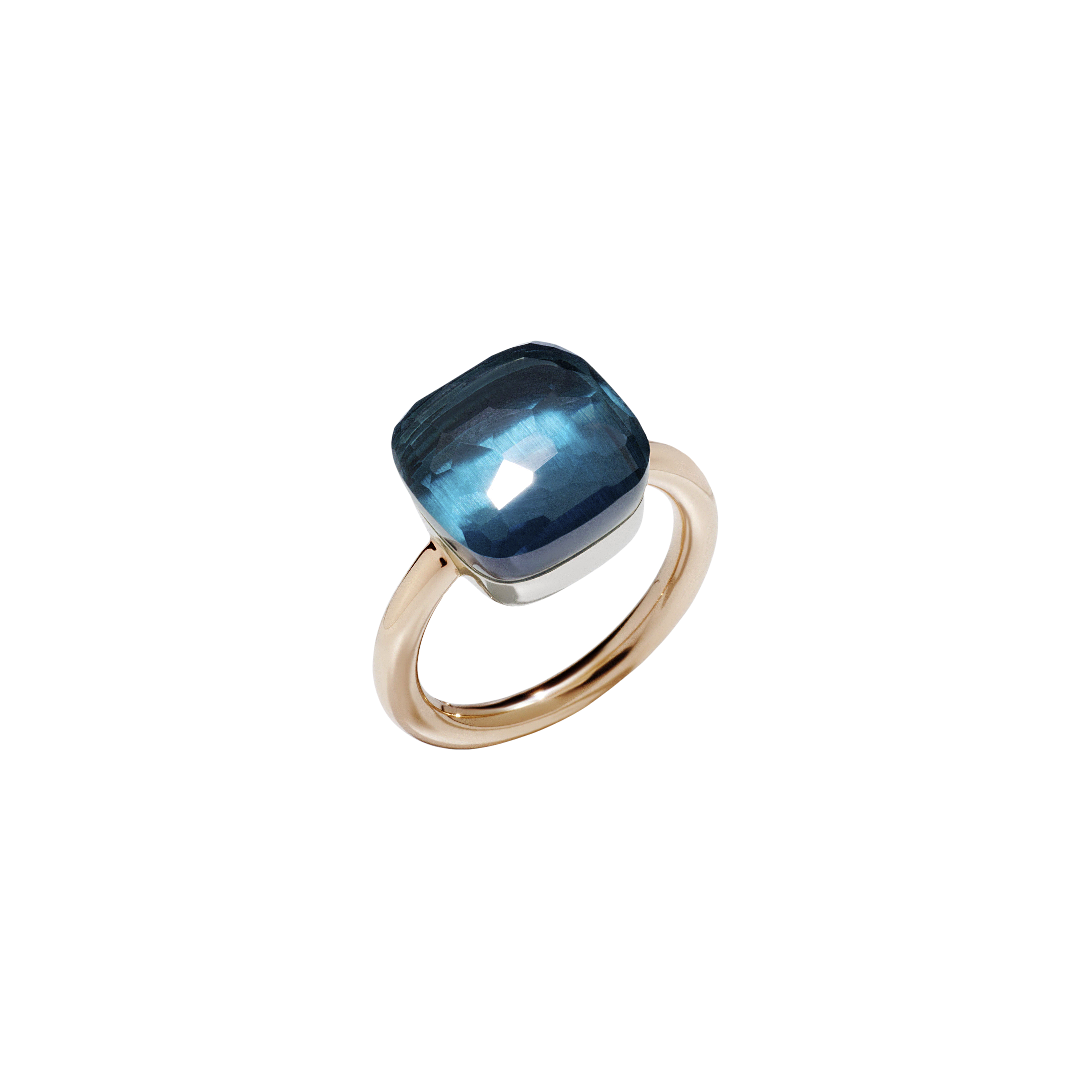 Pomellato | ANELLO NUDO - ANELLO IN ORO ROSA CON CASTONE IN ORO BIANCO E TOPAZIO BLU LONDON SFACCETTATO - A.B201/O6/TL - PAB2010O6000000TL (1)