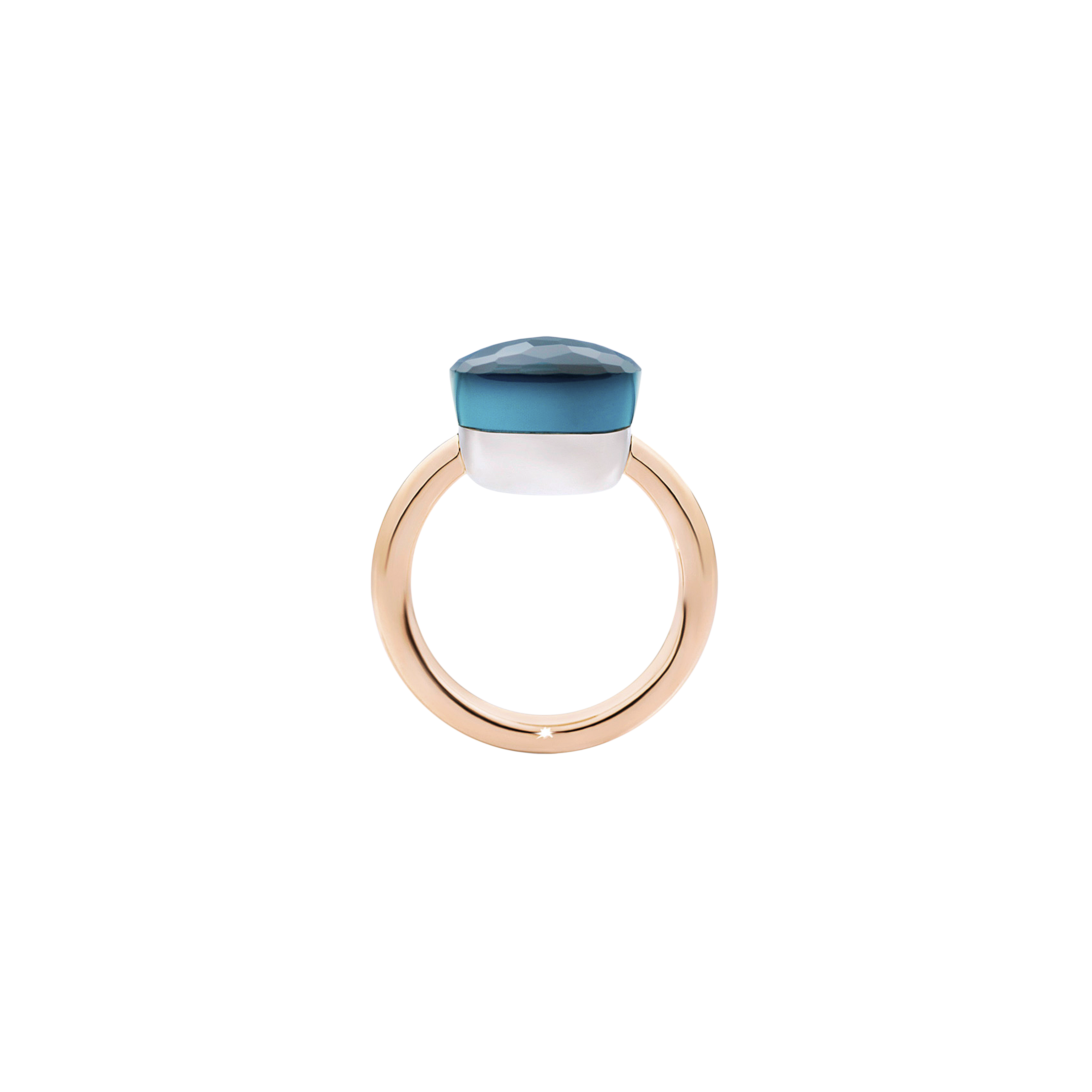 Pomellato | ANELLO NUDO - ANELLO IN ORO ROSA CON CASTONE IN ORO BIANCO E TOPAZIO BLU LONDON SFACCETTATO - A.B201/O6/TL - PAB2010O6000000TL (3)