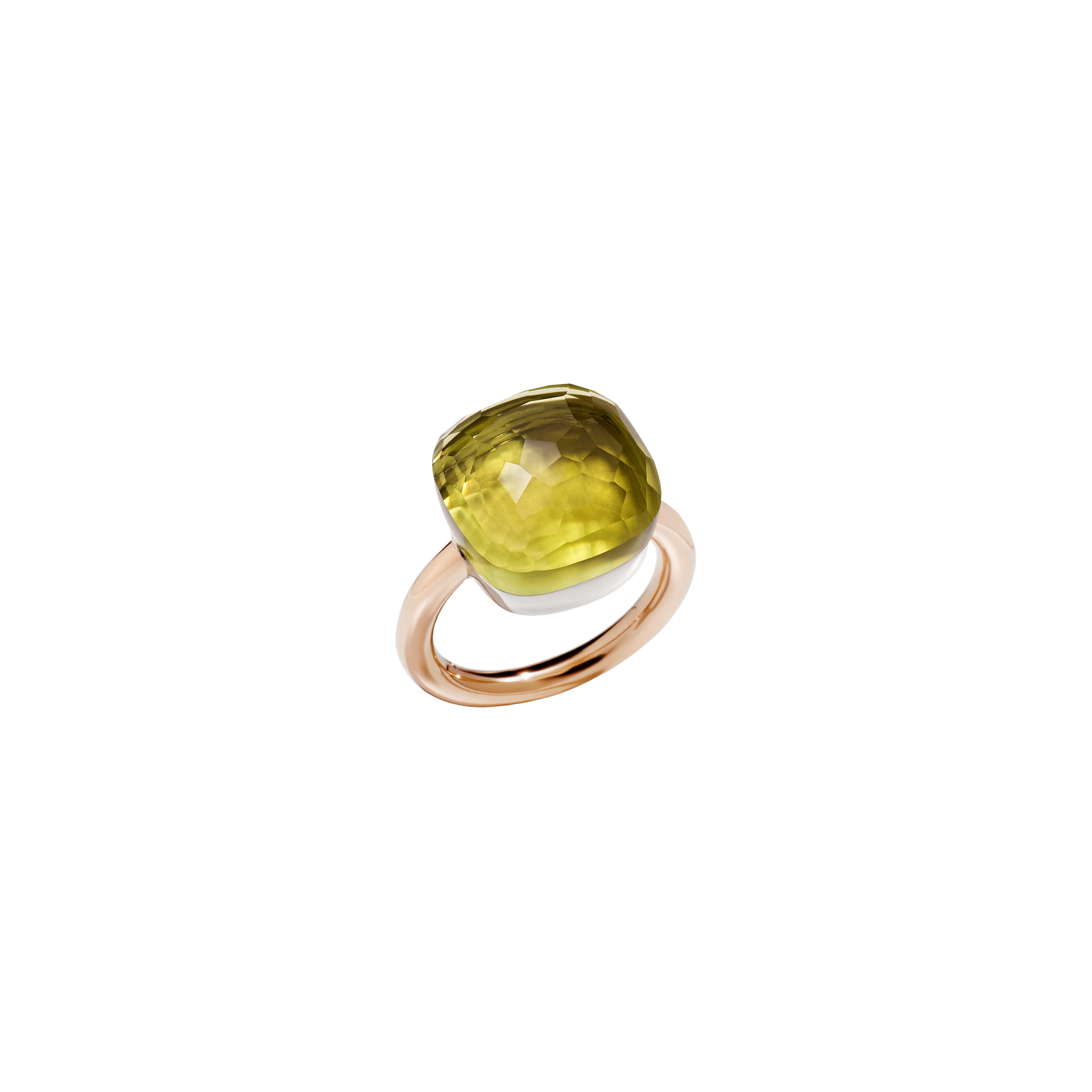 Pomellato | ANELLO NUDO - ANELLO IN ORO ROSA CON CASTONE IN ORO BIANCO E QUARZO LEMON SFACCETTATO - A.B704MO6/QL - A.B704MO6/QL (1)