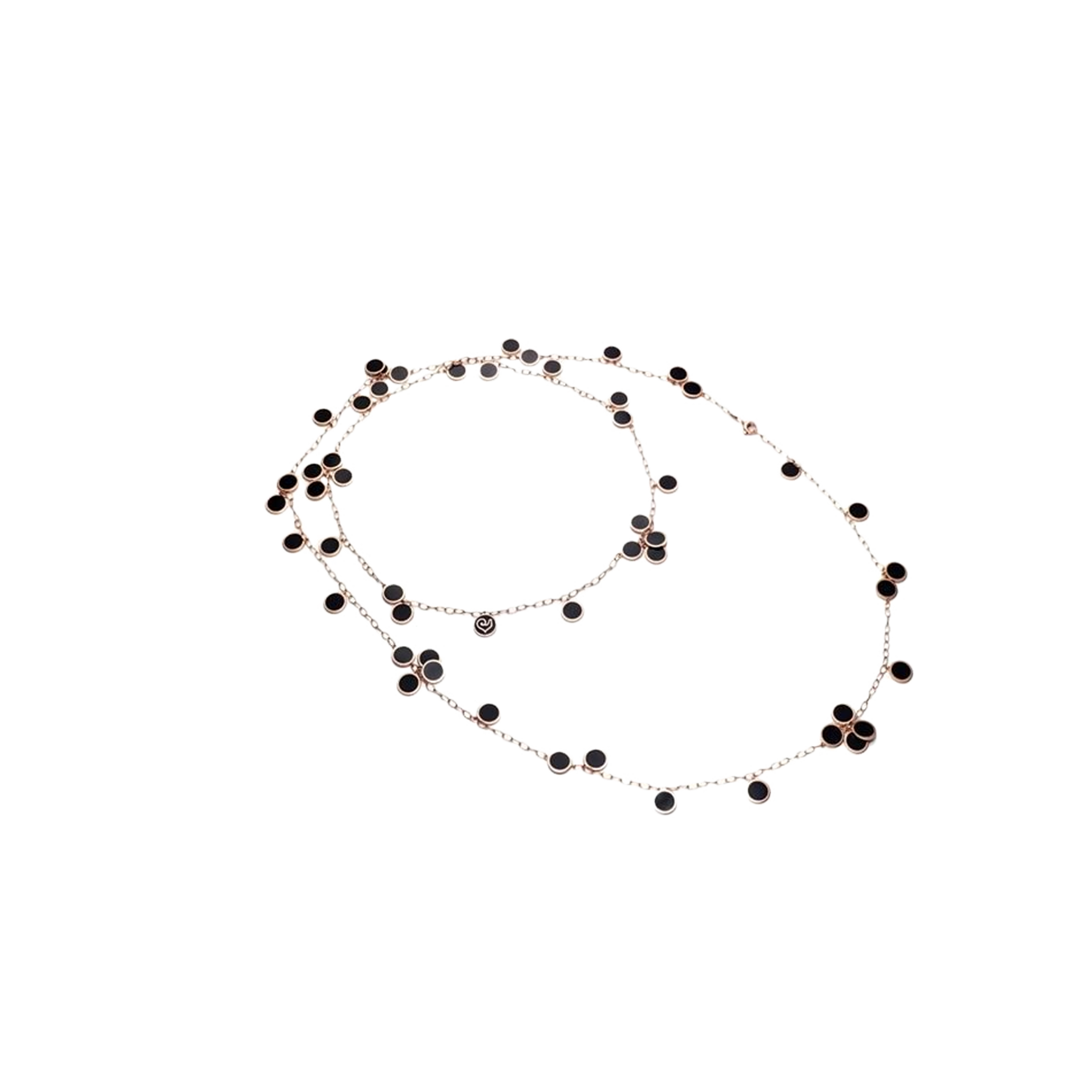 Chantecler | COLLANA PAILLETTES LUNGA IN ORO ROSA E SMALTO NERO - 34148 - 34148 (1)