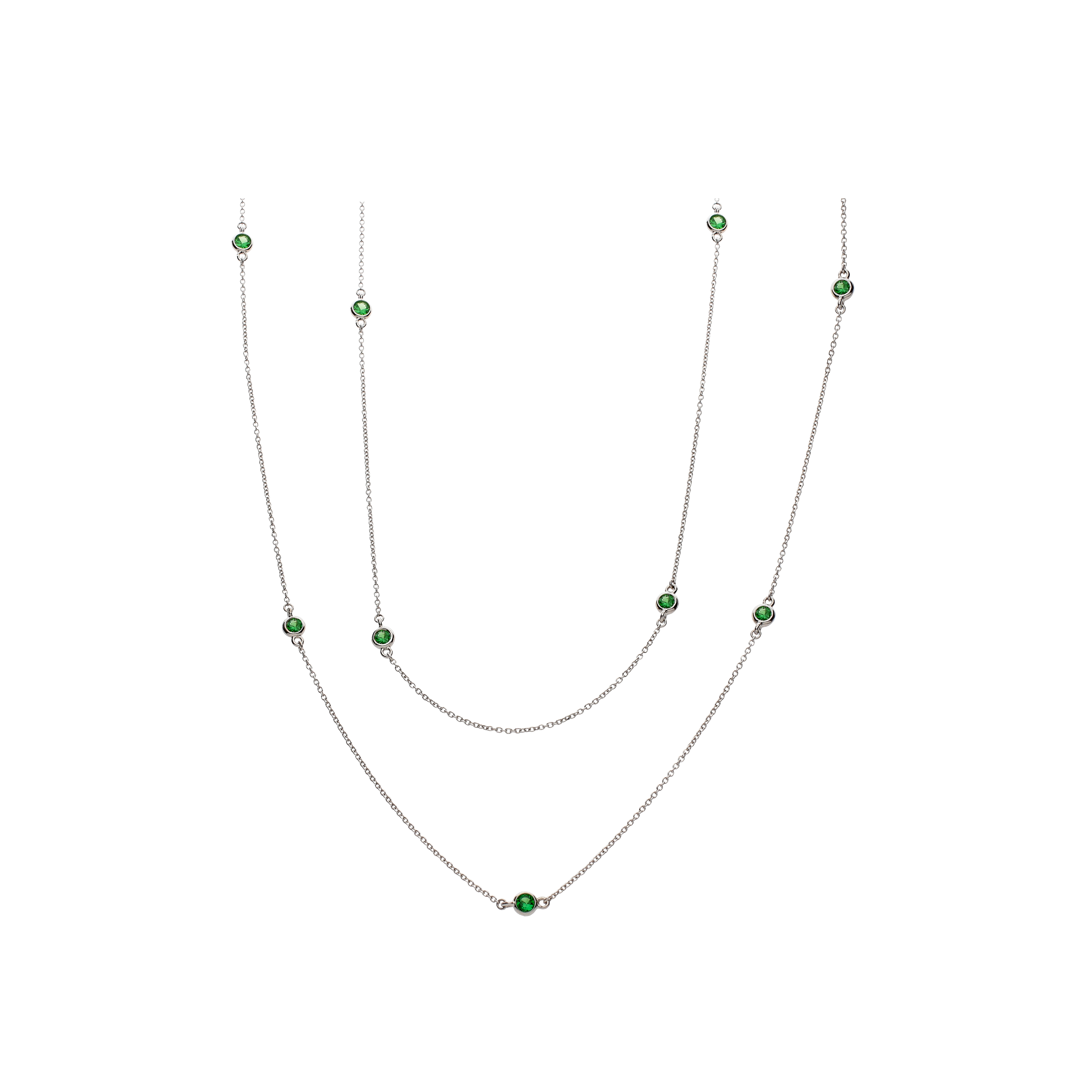 Bartorelli Italian Jewels | COLLANA LUNGA IN ORO BIANCO E TSAVORITI - CO53/2-TZ (1)