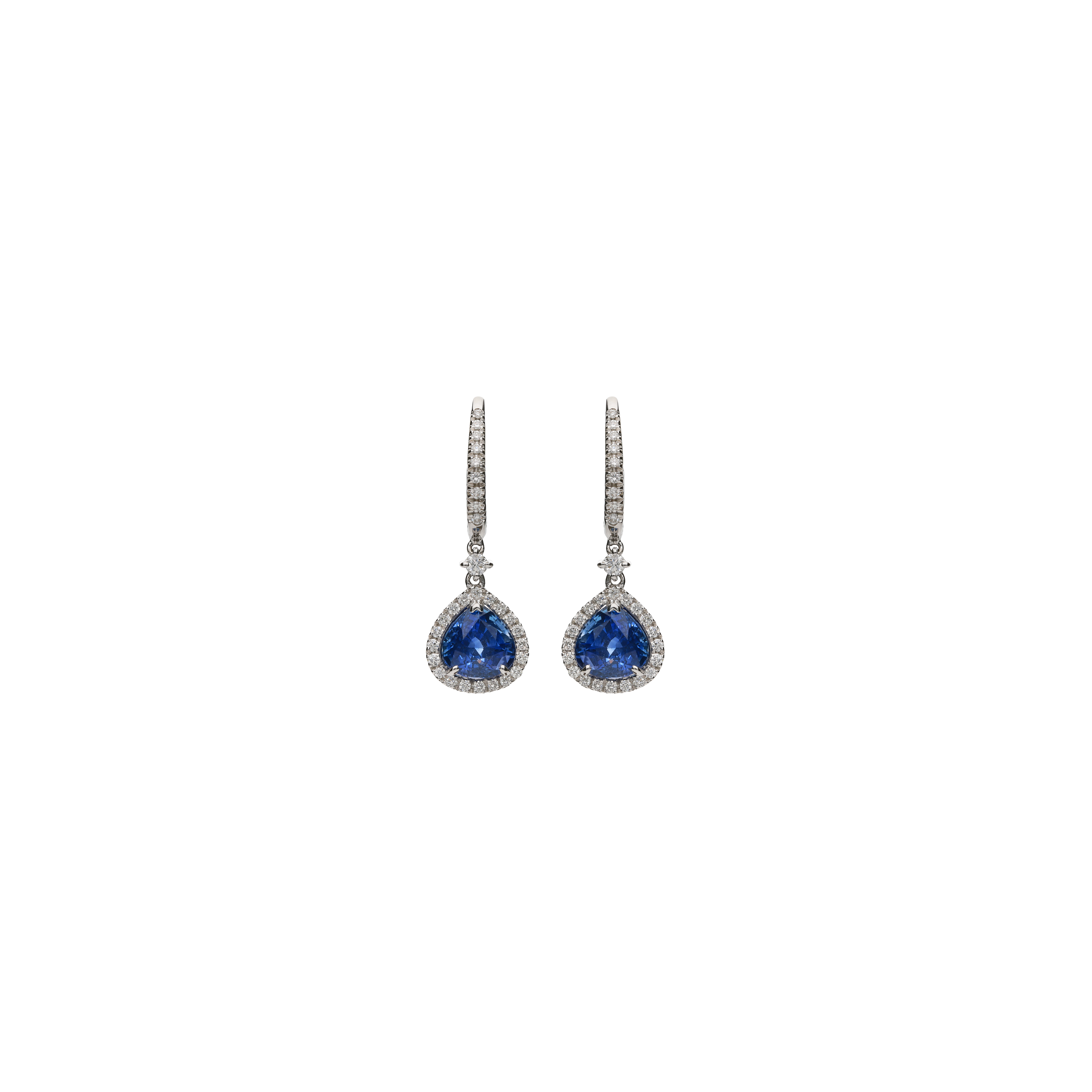 Bartorelli Italian Jewels | ORECCHINI PENDENTI GOCCIA IN ORO BIANCO CON ZAFFIRI BLU E DIAMANTI - 26354230 (1)