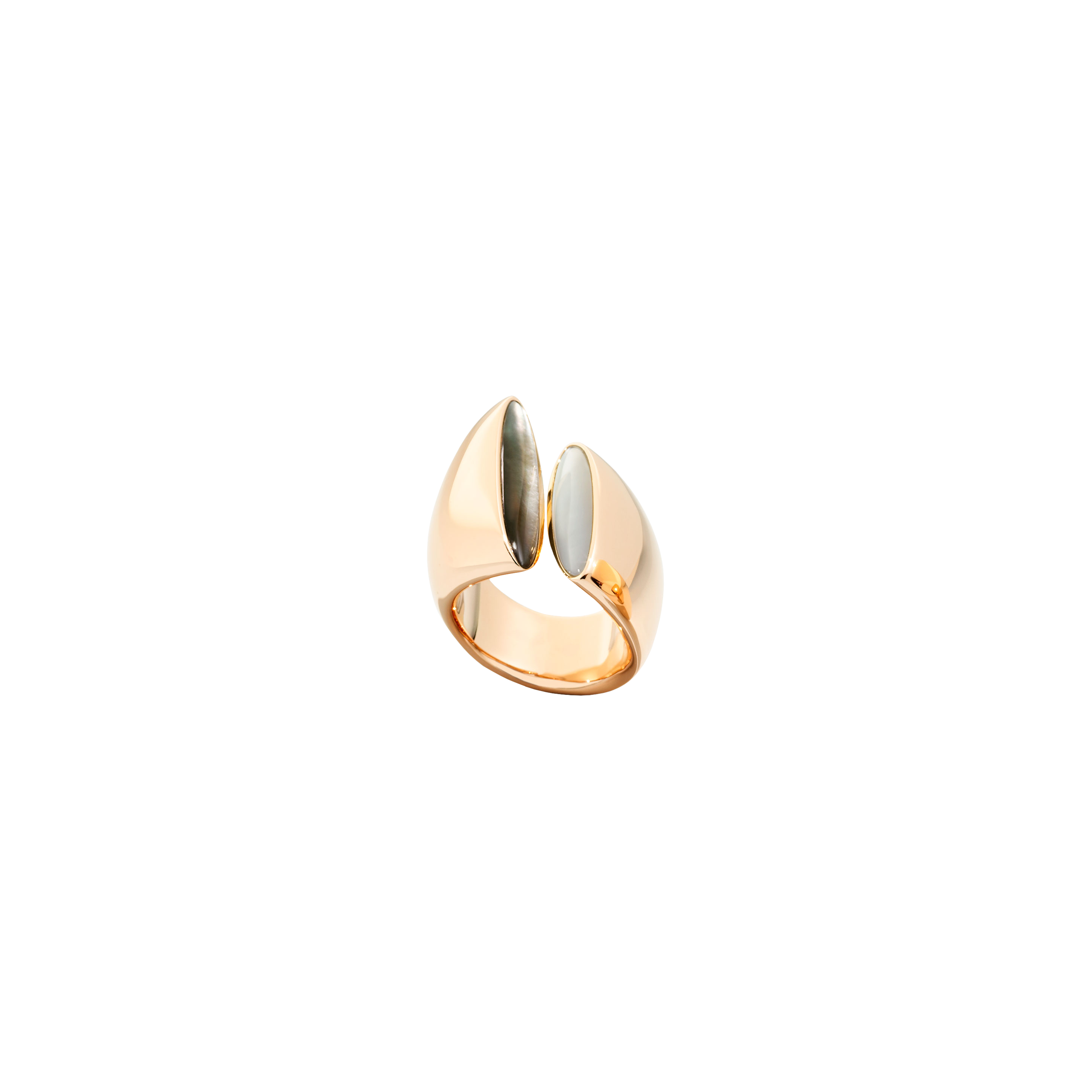 Vhernier | ANELLO ECLISSE MIDI IN ORO ROSA 18K, MADREPERLA BIANCA, MADREPERLA GRIGIA E CRISTALLO DI ROCCA - 0N1138A0217 (1)