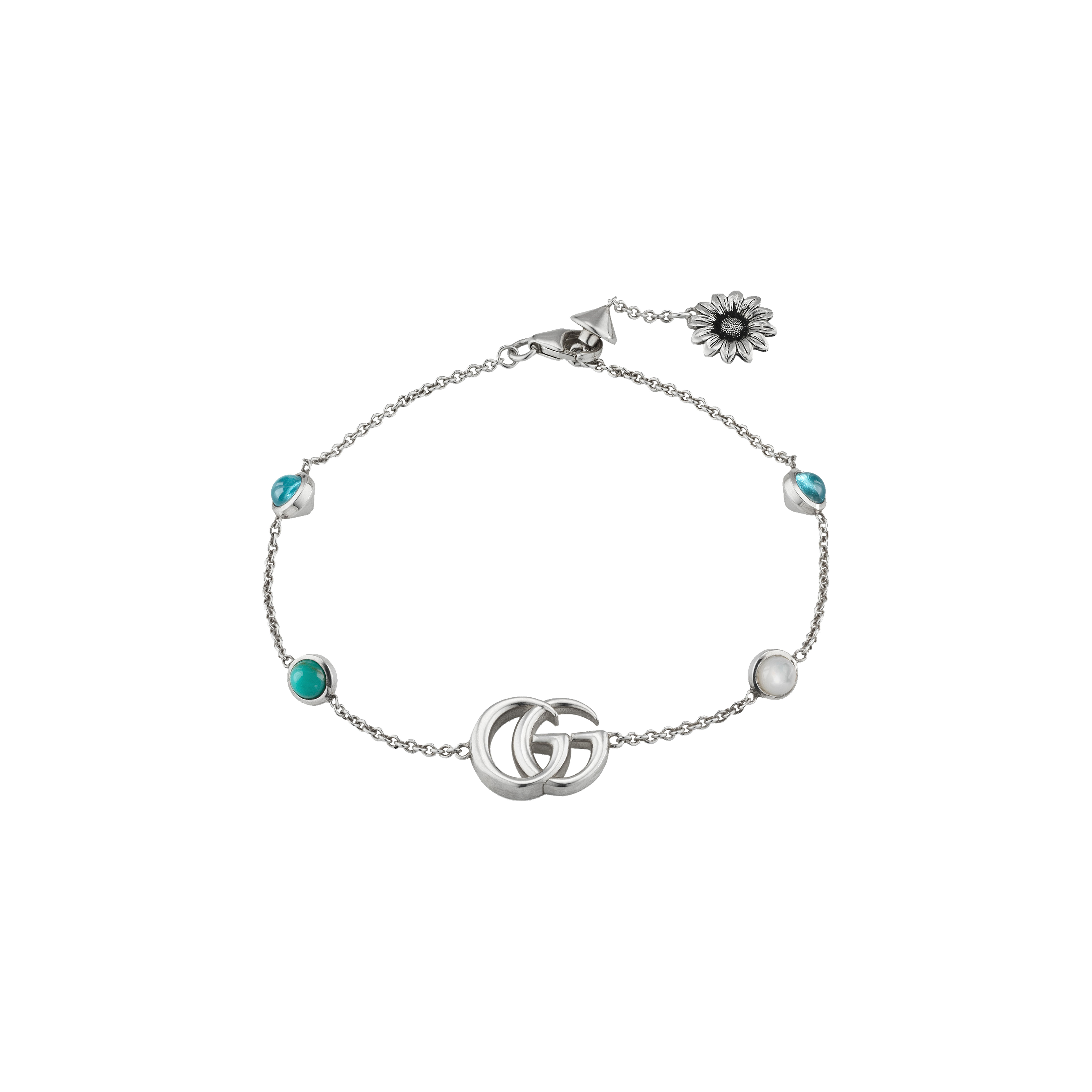 Gucci | BRACCIALE GUCCI GG MARMONT IN ARGENTO CON FIORE E DOPPIA G - YBA527393001 - YBA5273930010 (1)