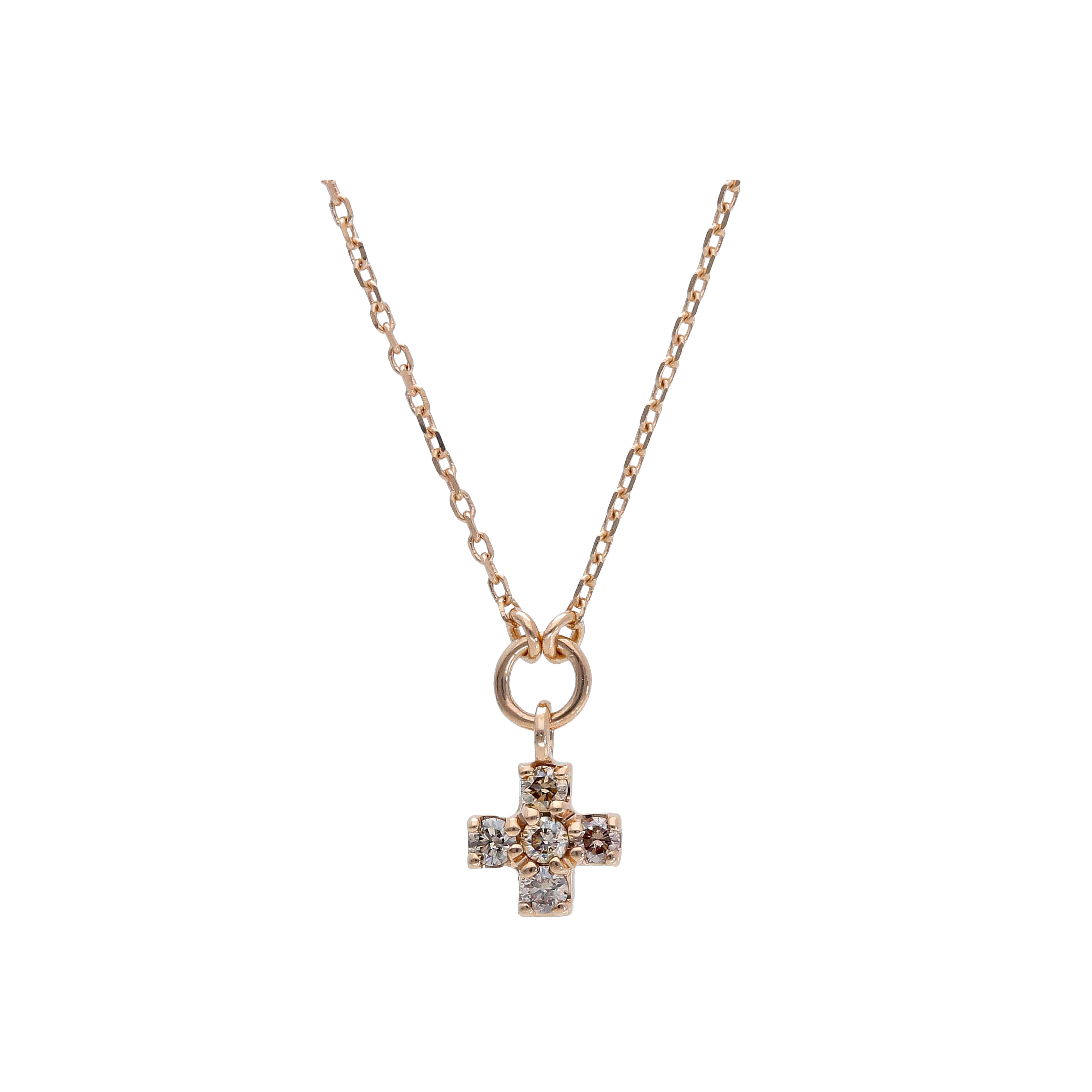 Bartorelli Italian Jewels | COLLANA IN ORO ROSA CON CROCE PENDENTE IN DIAMANTI BROWN - VN27143DBP (1)