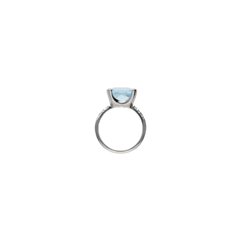 Bartorelli Italian Jewels | ANELLO IN ORO BIANCO CON ACQUAMARINA CENTRALE CERTIFICATA E DIAMANTI LATERALI - 3576011 (3)