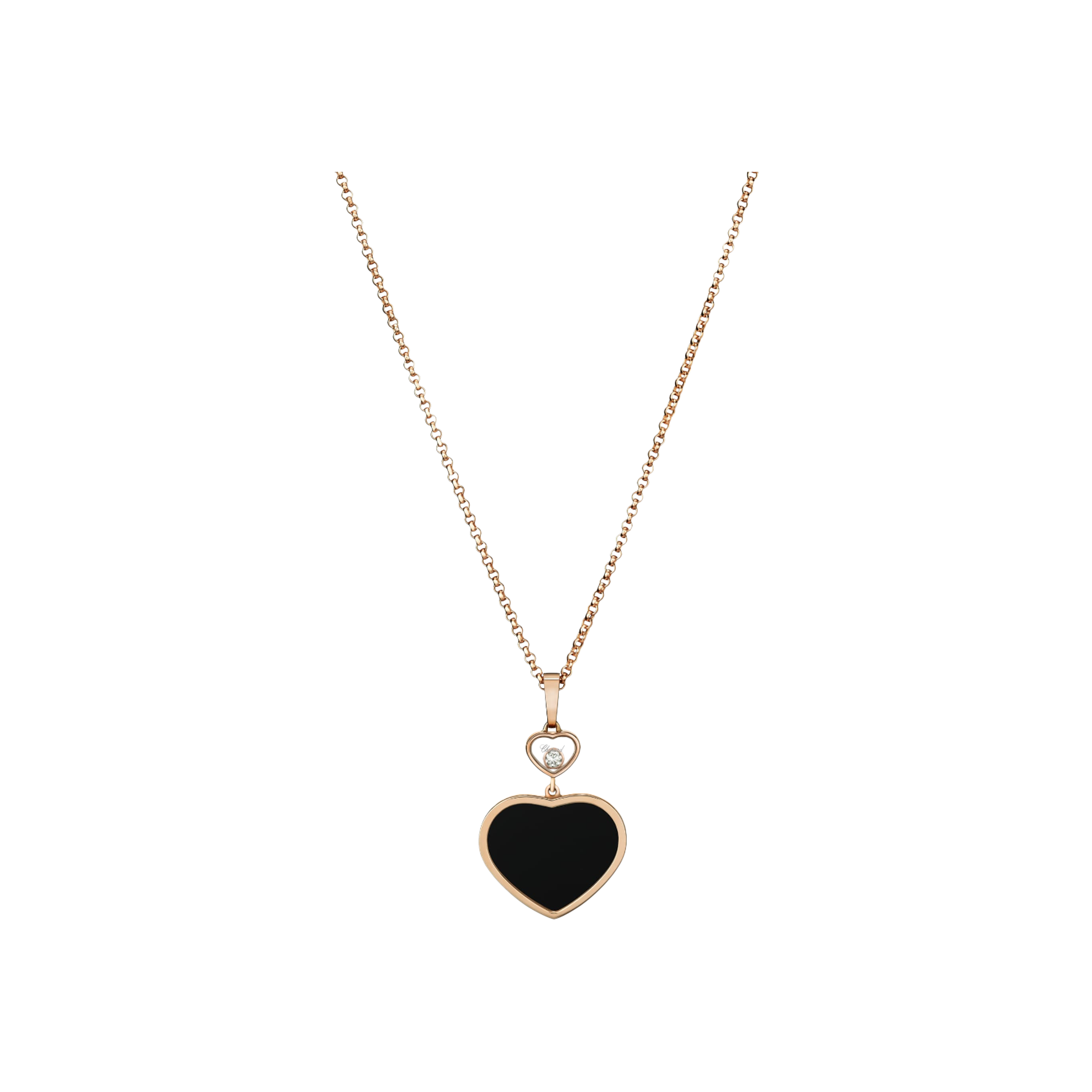 Chopard | CHOPARD - COLLANAHAPPY HEARTS IN ORO ROSA ETICO, DIAMANTE E ONICE - 797482-5201 - 797482 (1)