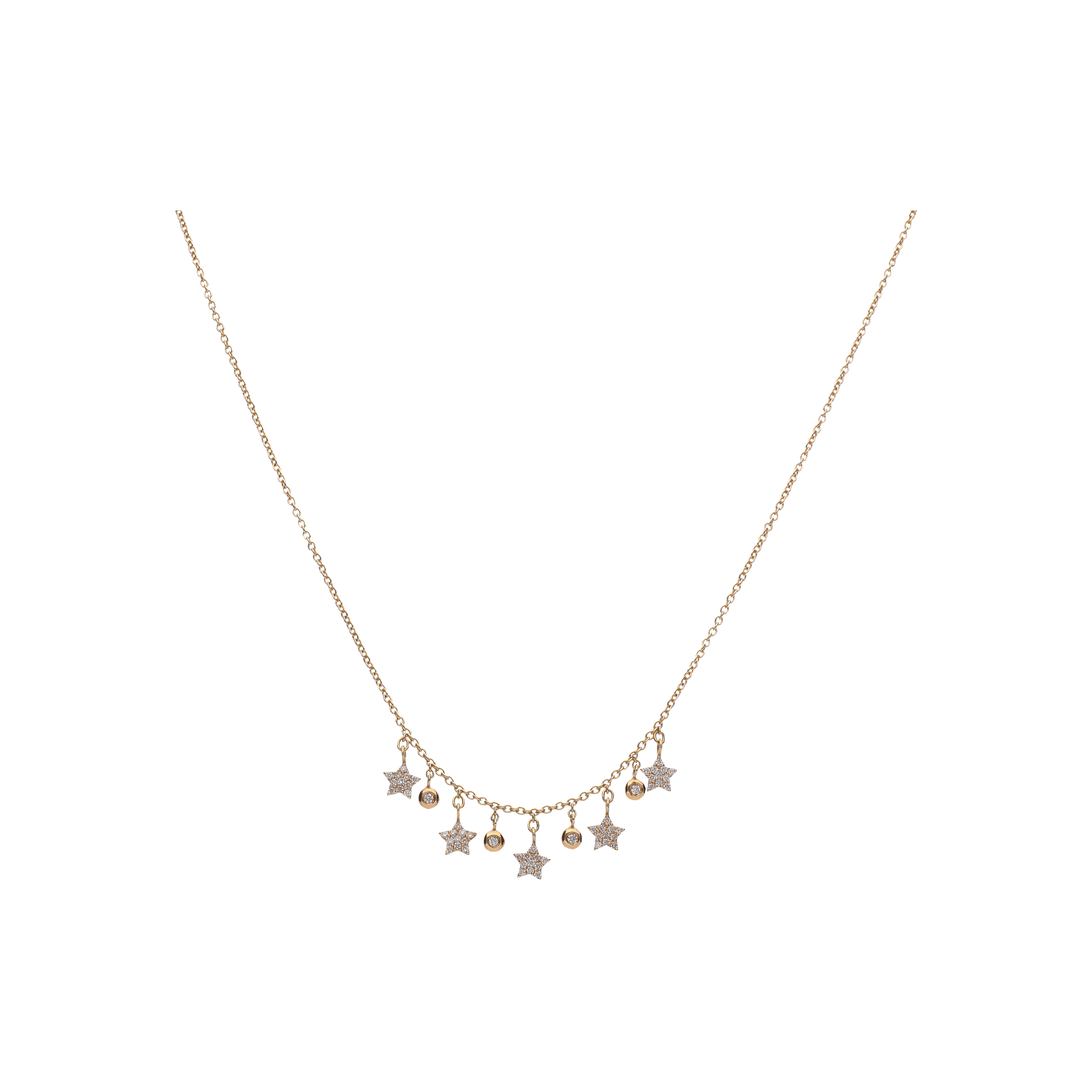 Bartorelli Italian Jewels | COLLANA IN ORO ROSA CON PENDENTI E  STELLE IN PAV&Eacute; DI DIAMANTI - C054/40 (1)