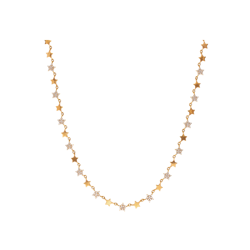 Bartorelli Italian Jewels | COLLANA GIROCOLLO STELLINE IN ORO ROSA E PAV&Eacute; DI DIAMANTI ALTERNATI - C067/2/1 (1)