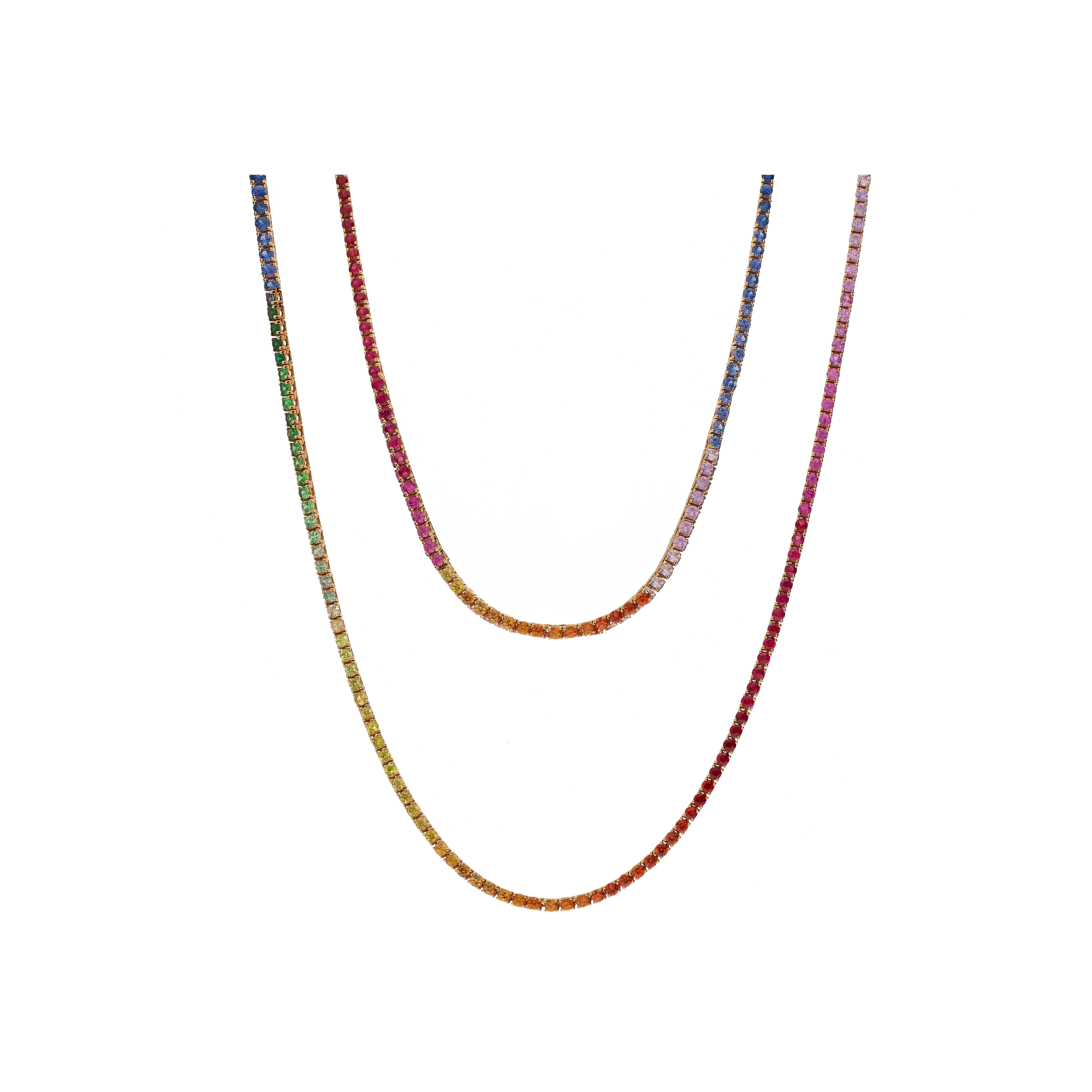 Bartorelli Italian Jewels | COLLANA TENNIS IN ORO ROSA CON ZAFFIRI MULTICOLOR - VN00628SX90P (1)