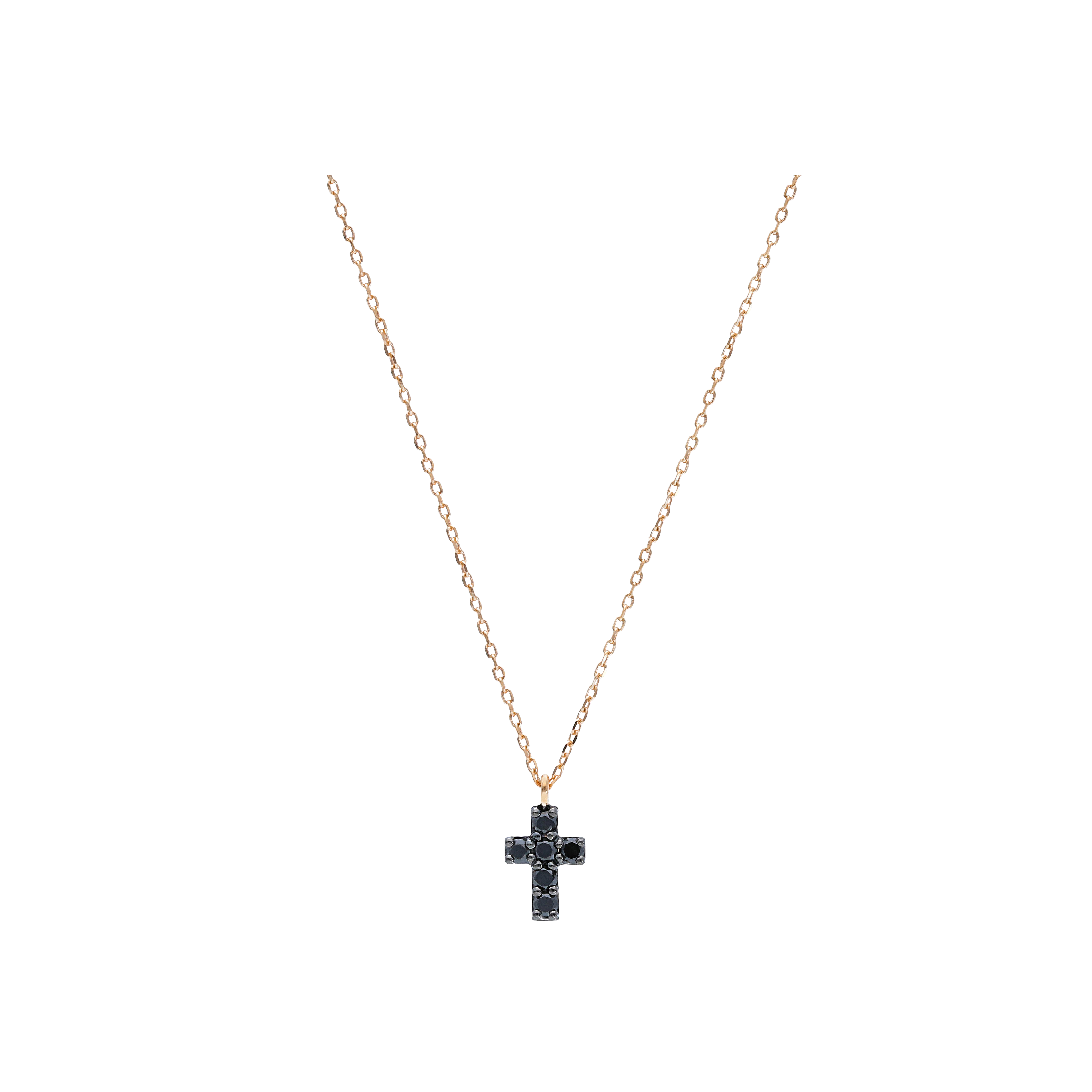 Bartorelli Italian Jewels | COLLANA  IN ORO ROSA CON CROCE PENDENTE IN DIAMANTI NERI - VN27314DKP (1)