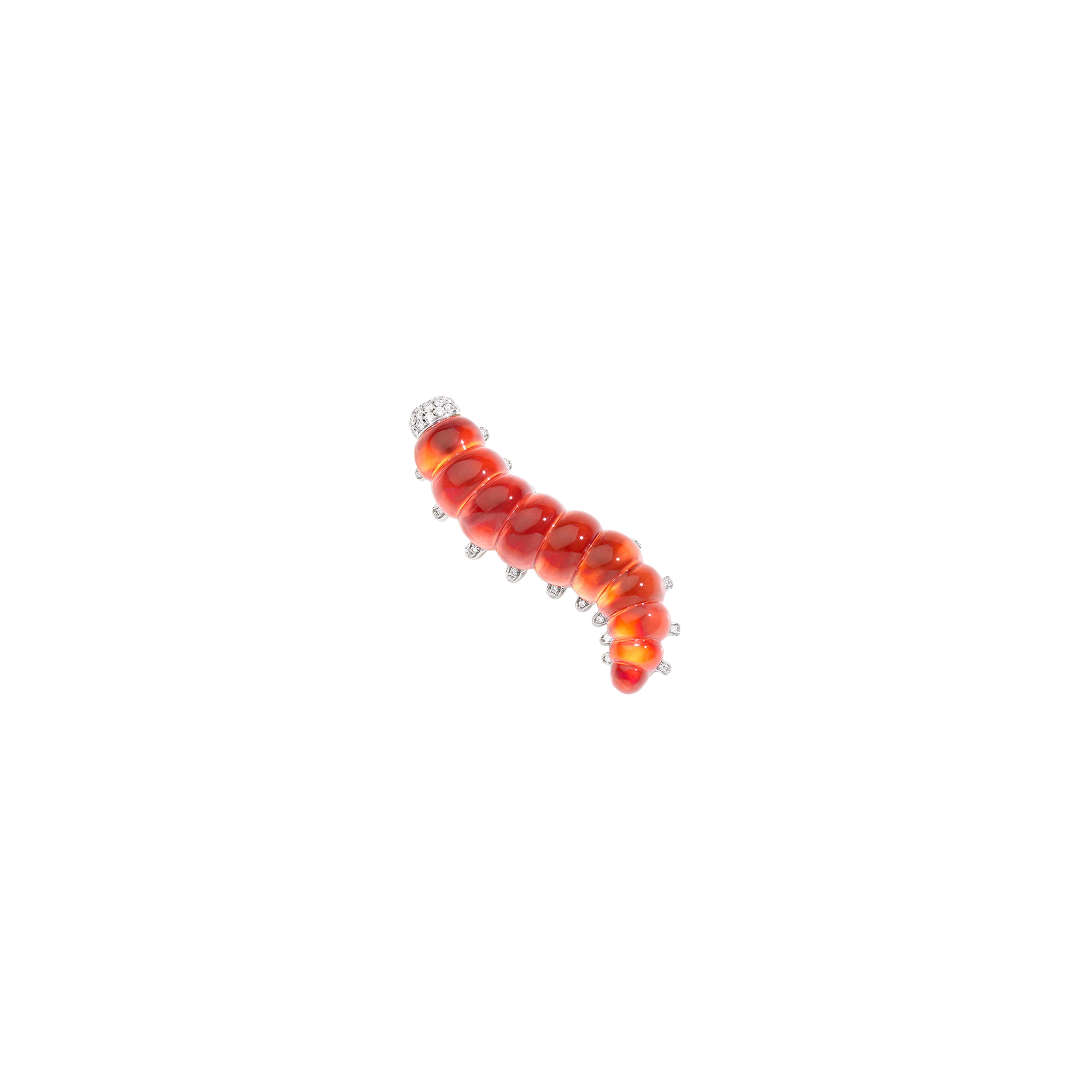 Vhernier | SPILLA BRUCO IN ORO BIANCO 18K, DIAMANTI, CORNIOLA E CRISTALLO DI ROCCA - P00668S0408 (1)