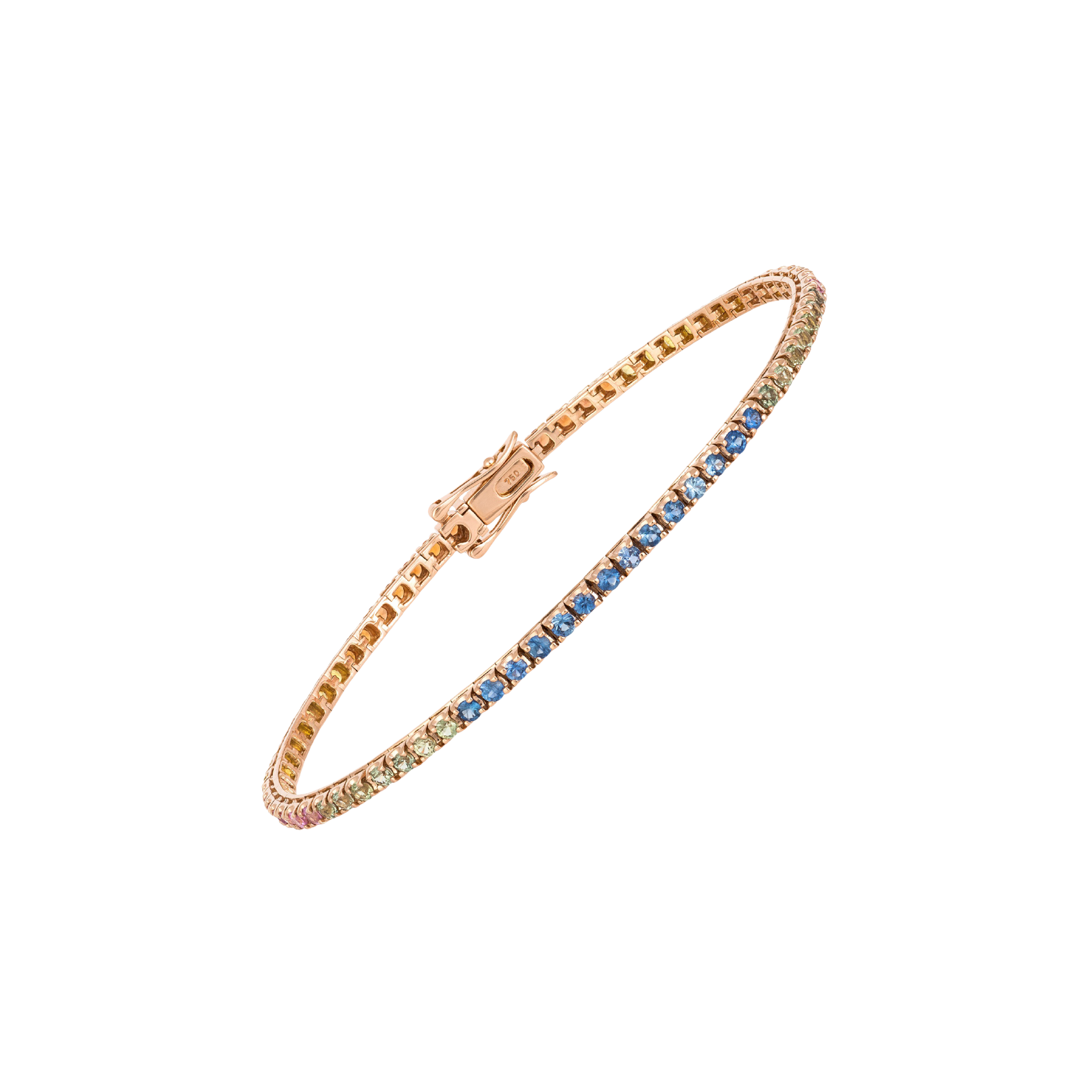 Bartorelli Italian Jewels | BRACCIALE TENNIS RAINBOW IN ORO ROSA E ZAFFIRI MULTICOLOR - AB0202/MCS (1)
