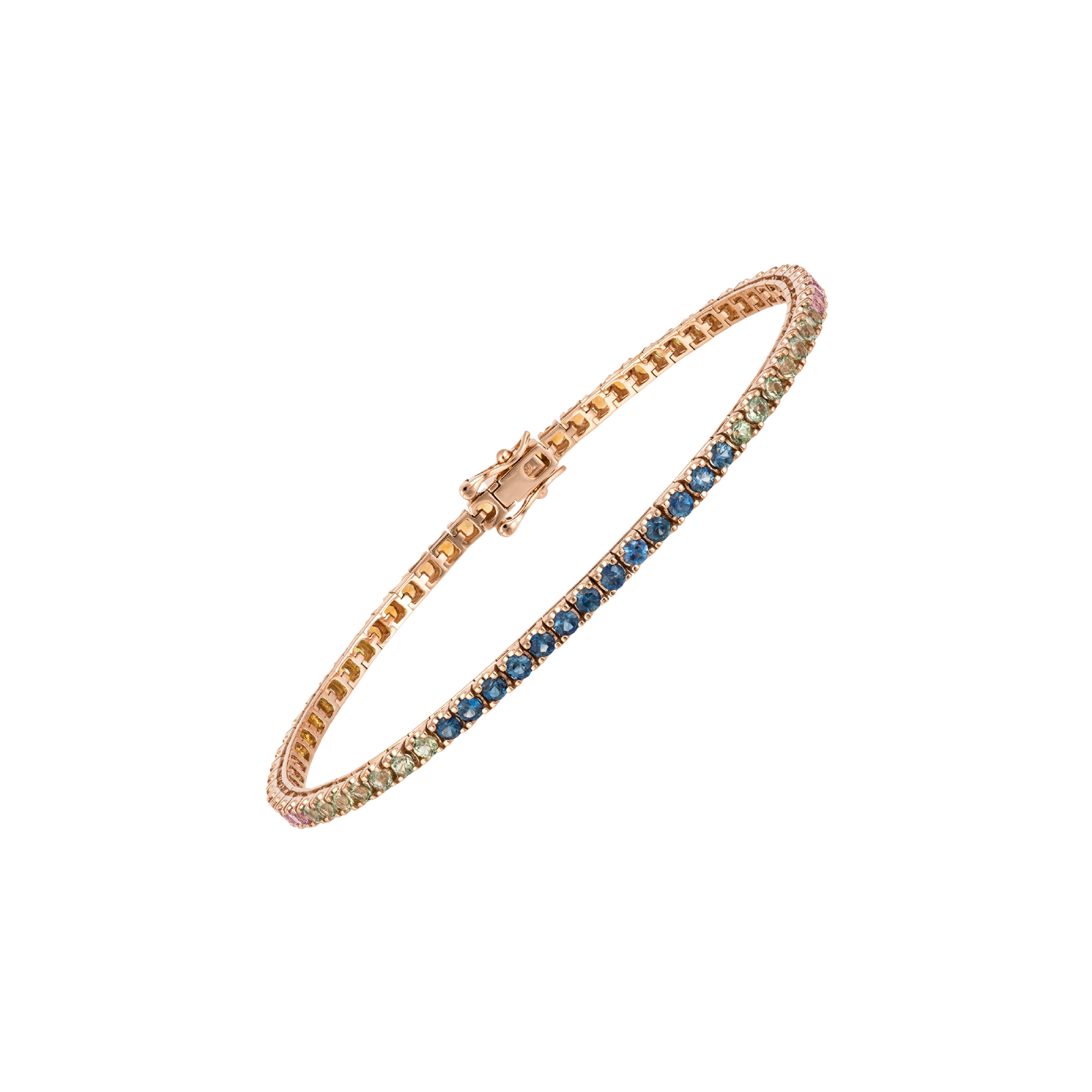 Bartorelli Italian Jewels | BRACCIALE TENNIS RAINBOW IN ORO ROSA E ZAFFIRI MULTICOLOR - AB0204/MCS (1)