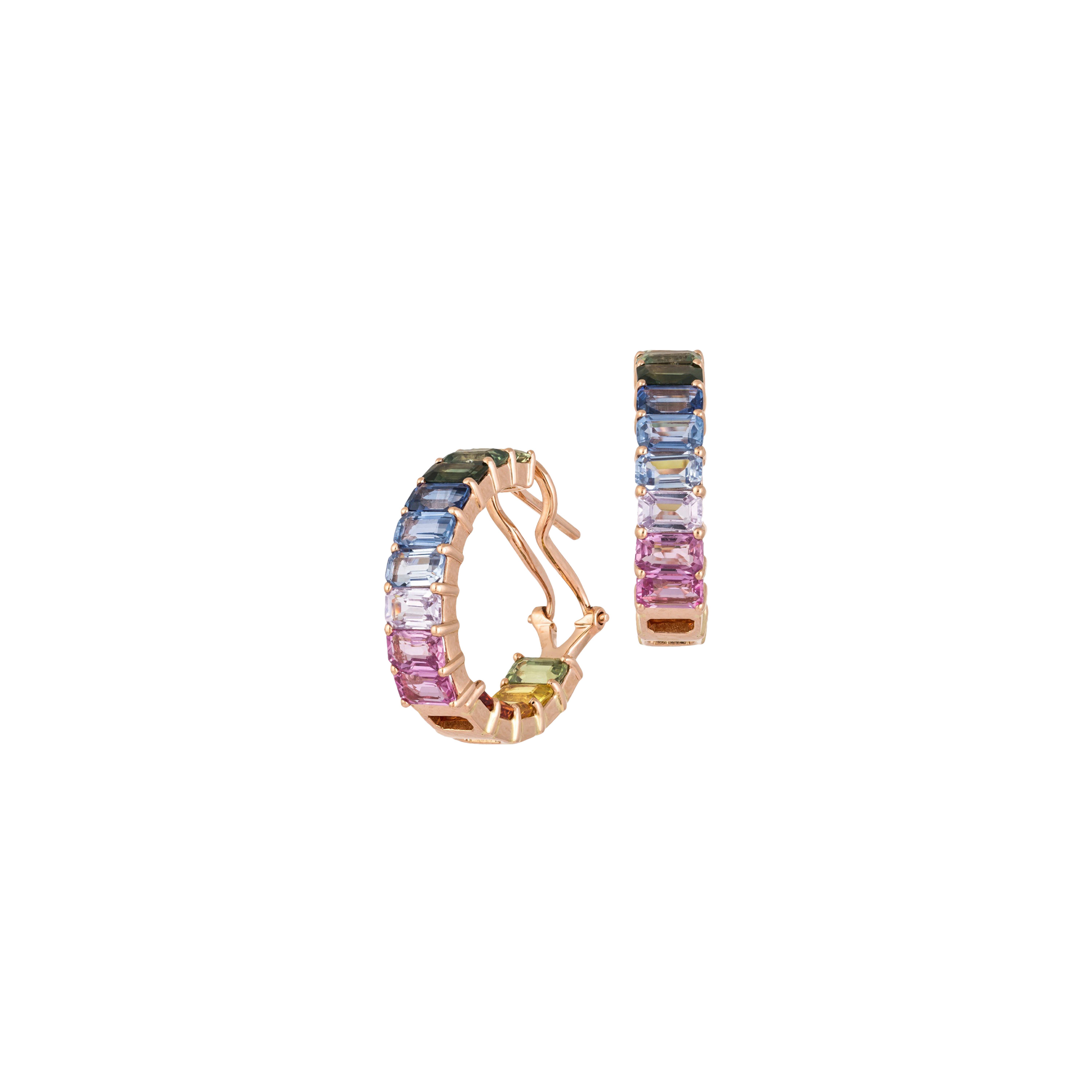 Bartorelli Italian Jewels | ORECCHINI A CERCHIO IN ORO ROSA E ZAFFIRI MULTICOLOR - KE1211/MS (1)